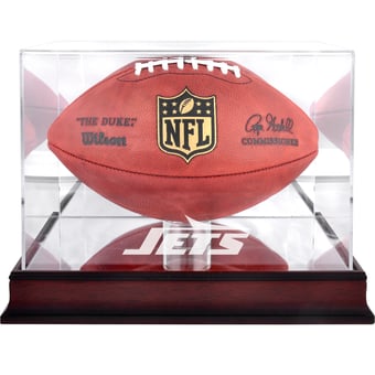 New York Jets Mahogany Team Logo Football Display Case