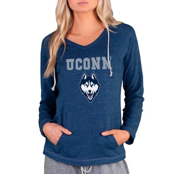 Women's Concepts Sport Navy UConn Huskies Mainstream Tri-Blend Raglan Long Sleeve V-Neck Hoodie Top