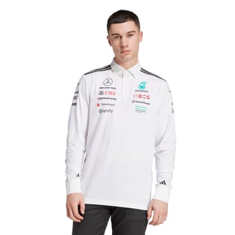Men's adidas White Mercedes-AMG Petronas F1 Team Team Wear Long Sleeve Polo