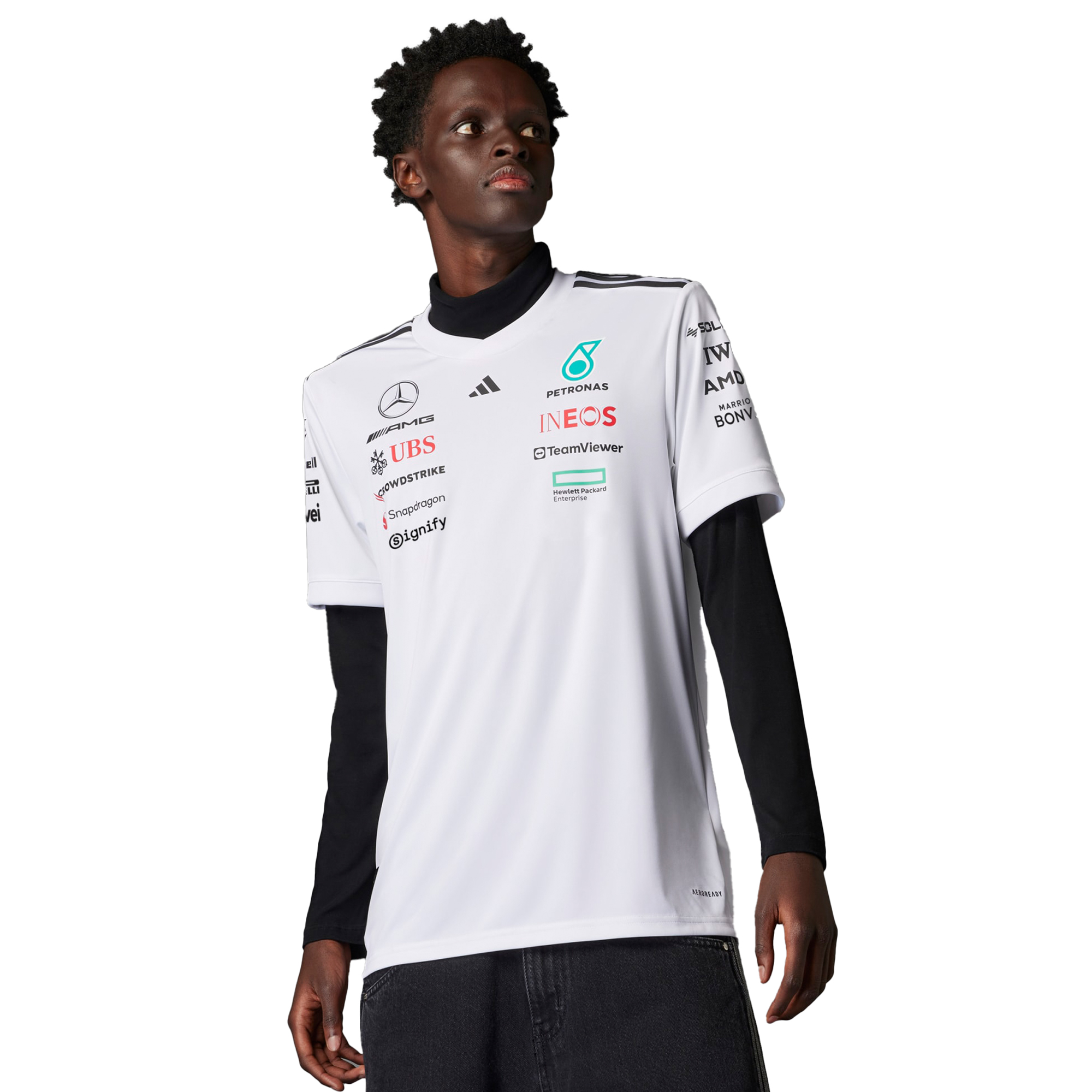 Men's adidas  White Mercedes-AMG Petronas F1 Team Driver Wear Replica Jersey