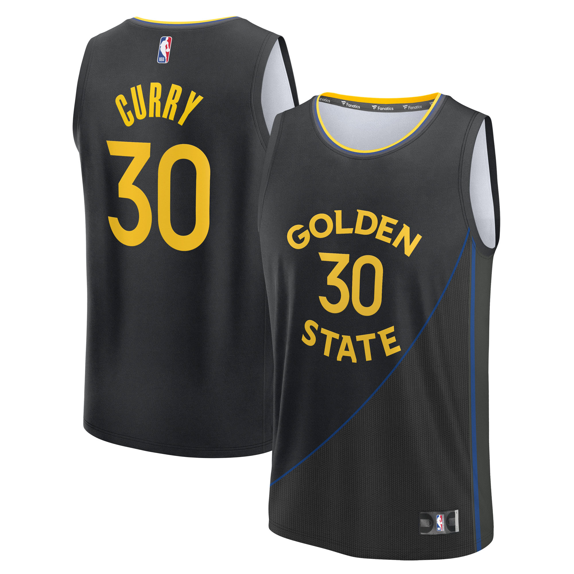 Youth Fanatics Stephen Curry Black Golden State Warriors Fast Break Replica Player Jersey - Statement Edition