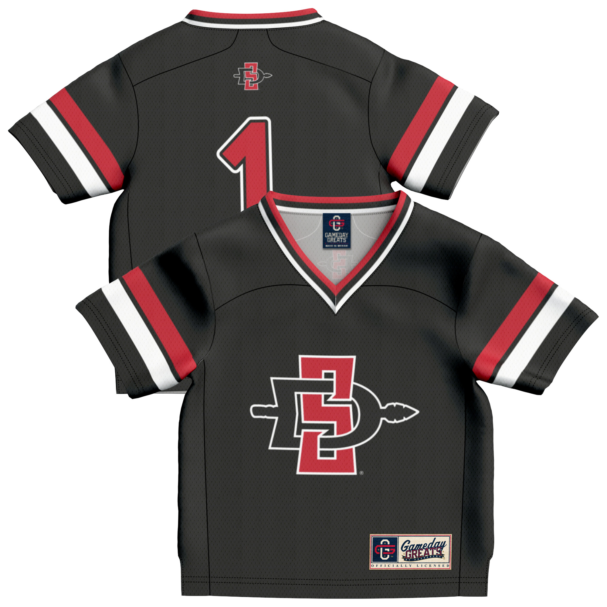Toddler GameDay Greats #1 Black San Diego State Aztecs Lightweight Collegiate Football Fashion Jersey Toddler GameDay Greats #1 Black San Diego State Aztecs Lightweight Collegiate Football Fashion Jersey