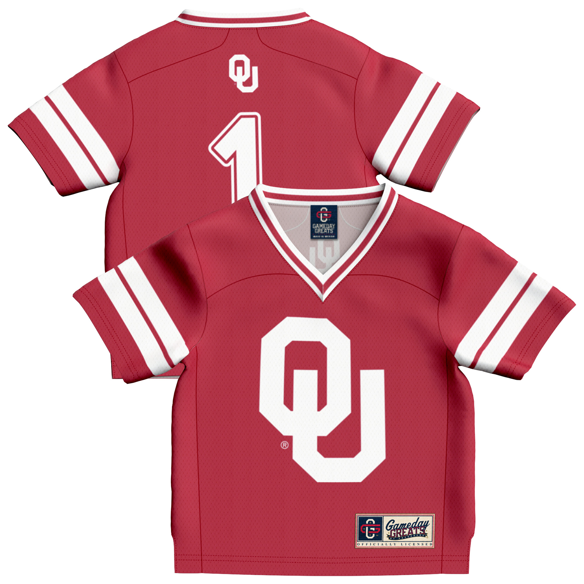 Infant GameDay Greats #1 Crimson Oklahoma Sooners Lightweight Collegiate Football Fashion Jersey