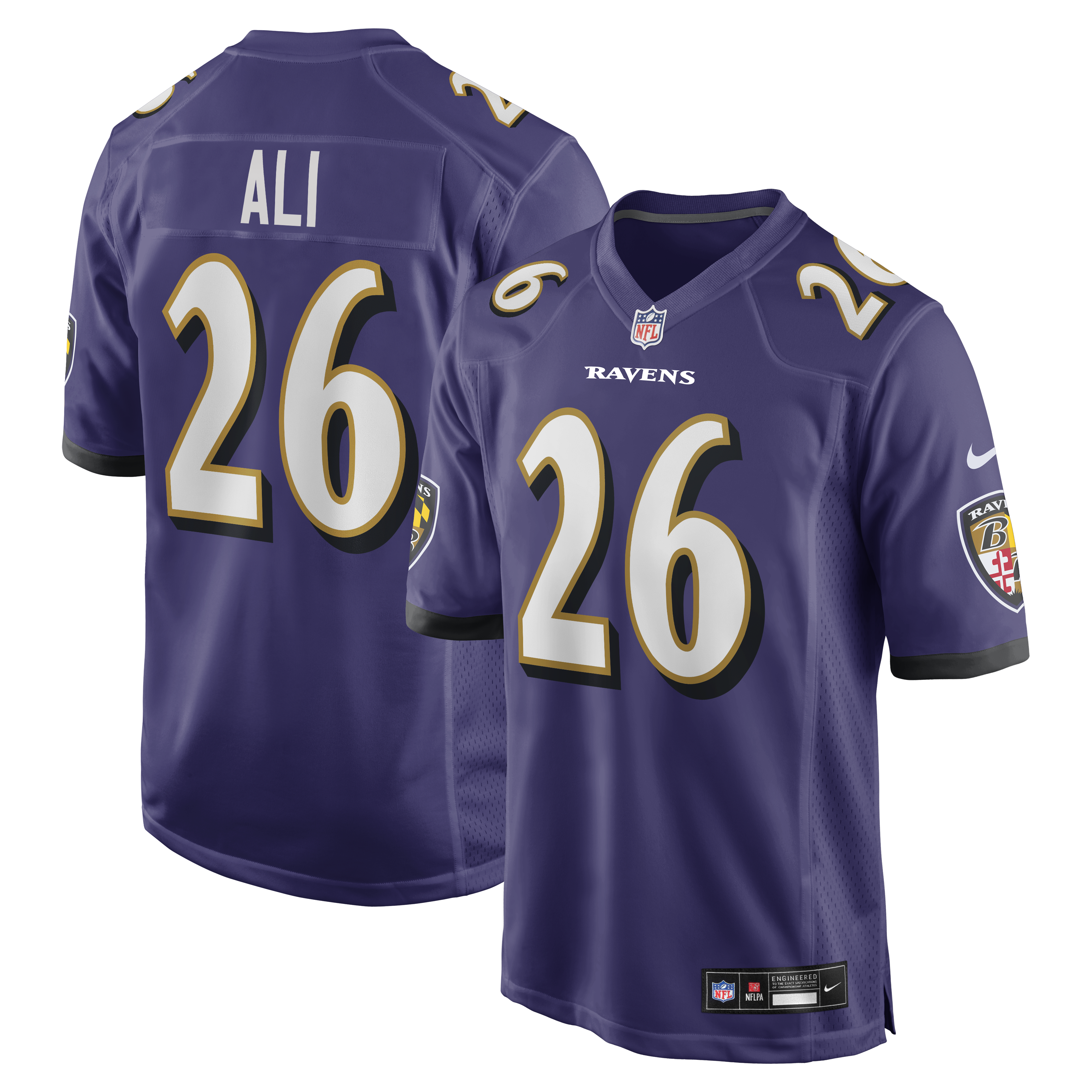 Men's Nike Rasheen Ali Purple Baltimore Ravens Team Game Jersey