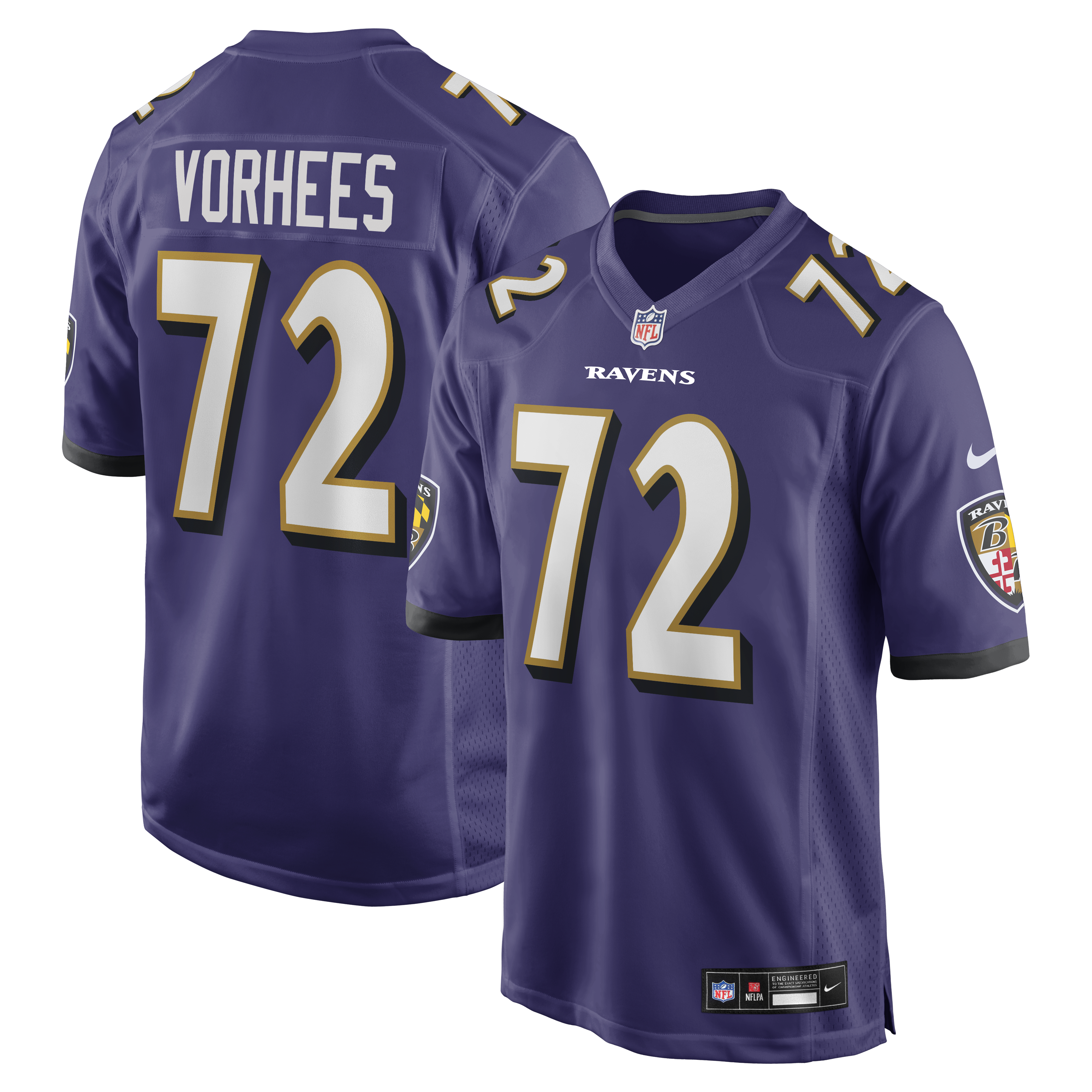 Men's Nike Andrew Vorhees Purple Baltimore Ravens Team Game Jersey