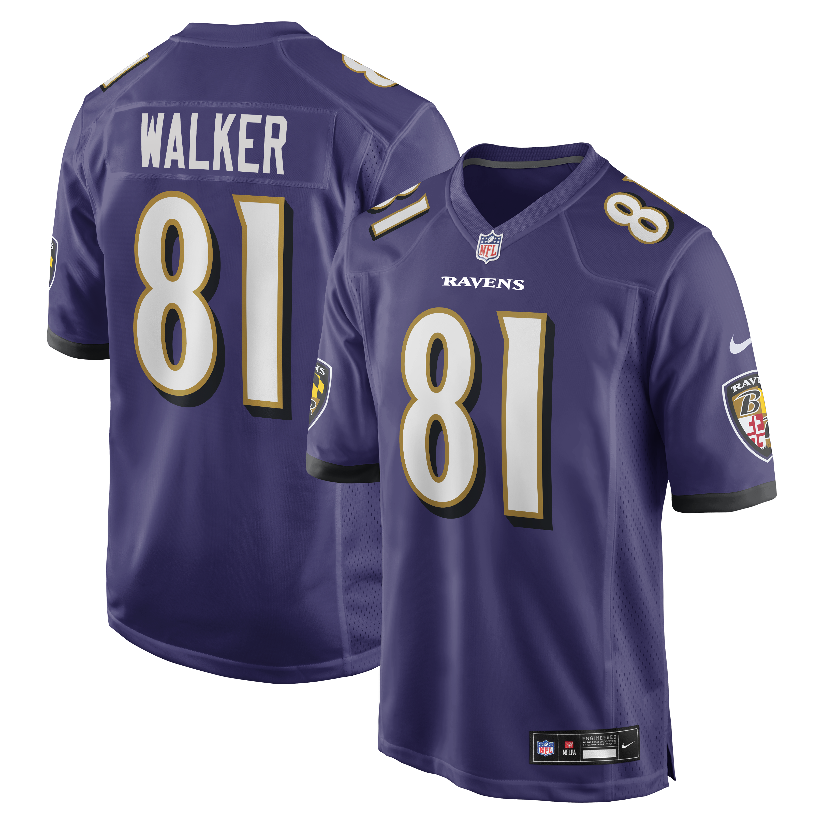 Men's Nike Devontez Walker Purple Baltimore Ravens Team Game Jersey
