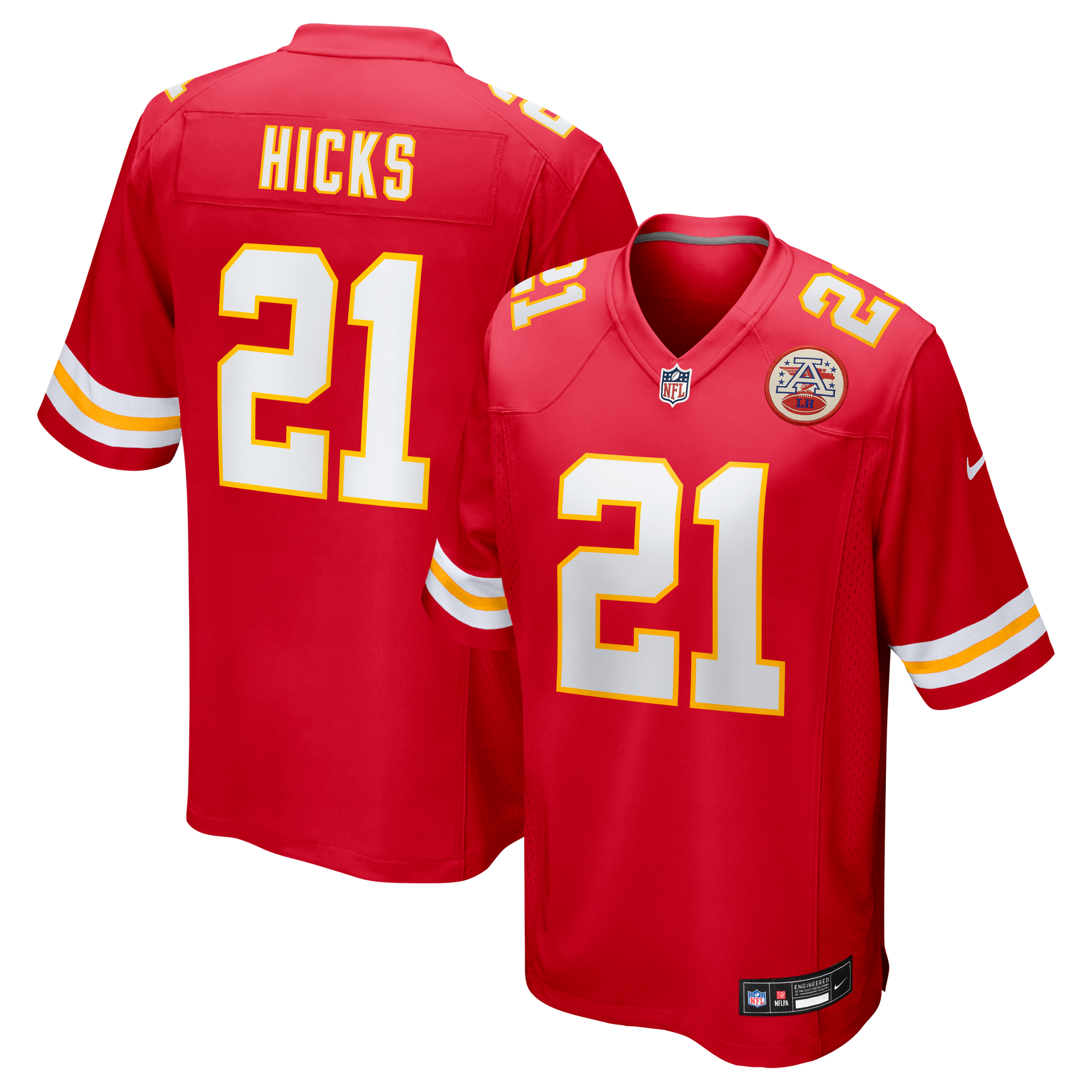 Men's Nike Jaden Hicks Red Kansas City Chiefs Game Jersey