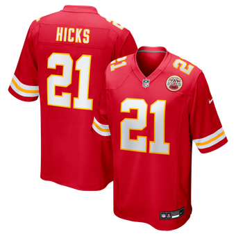 Men's Nike Jaden Hicks Red Kansas City Chiefs Game Jersey