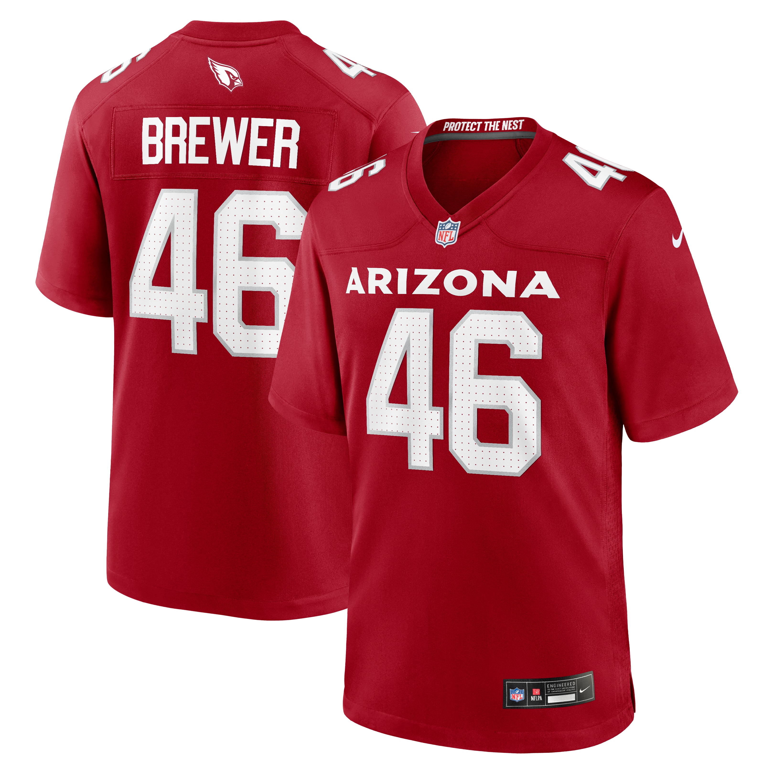 Men's Nike Aaron Brewer  Cardinal Arizona Cardinals Team Game Jersey