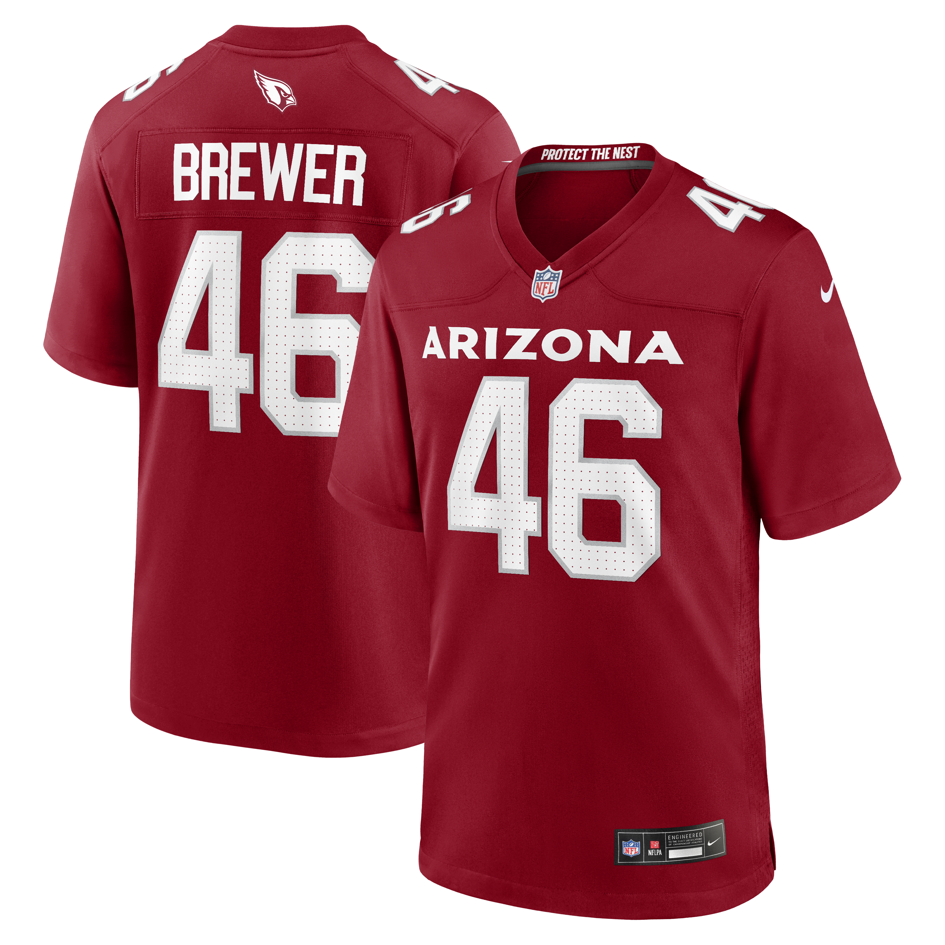 Men's Nike Aaron Brewer Cardinal Arizona Cardinals Team Game Jersey