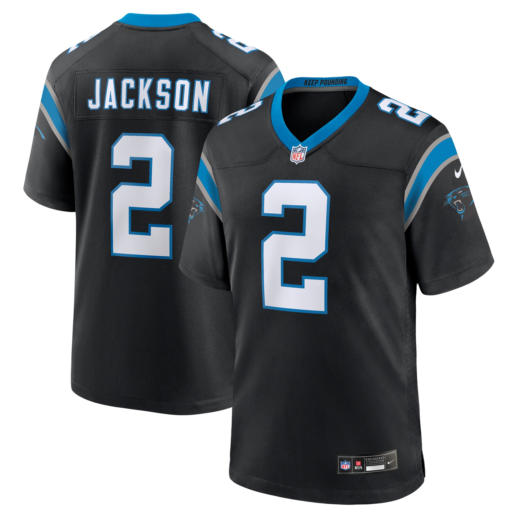 Men's Nike Mike Jackson Black Carolina Panthers Game Jersey