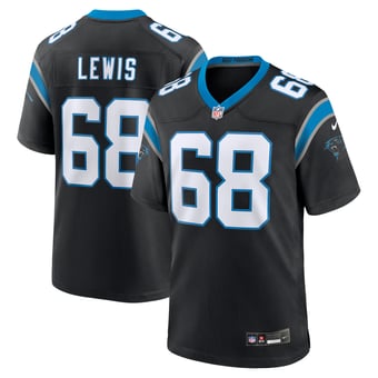 Men's Nike Damien Lewis Black Carolina Panthers Game Jersey
