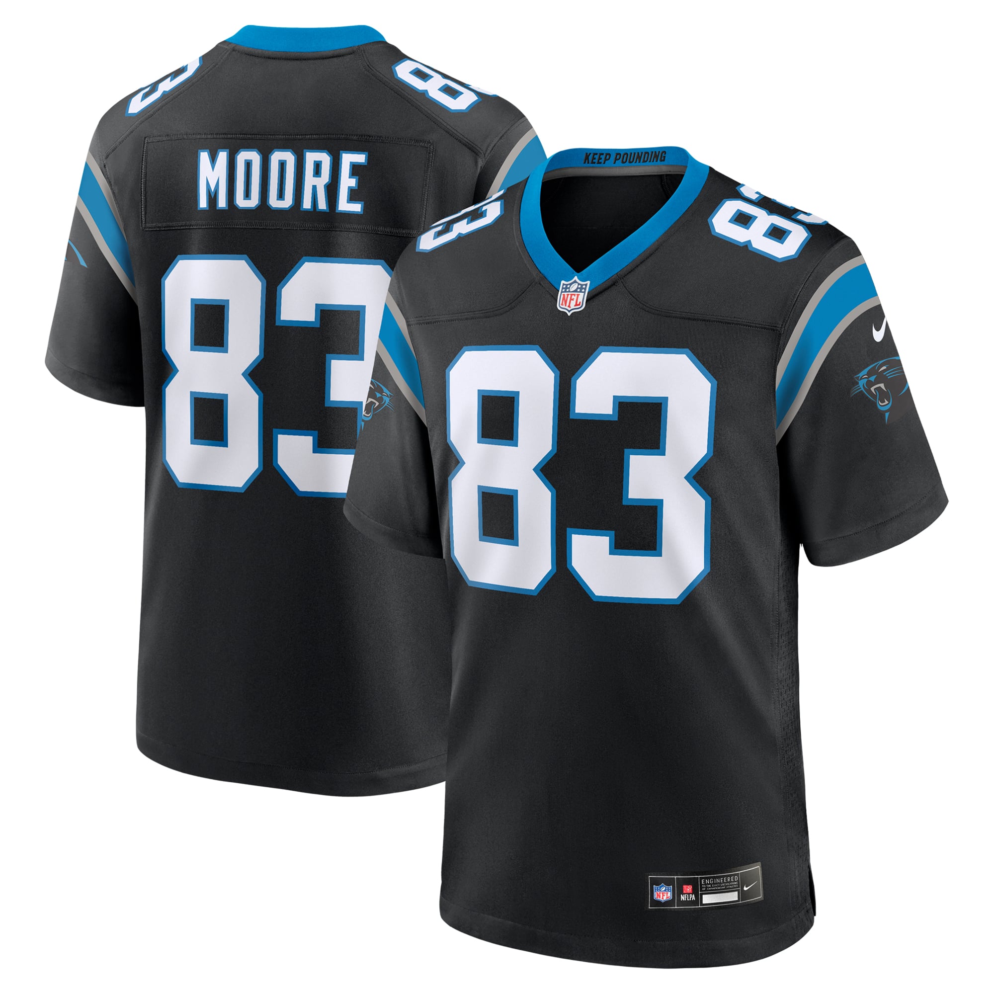 Men's Nike David Moore Black Carolina Panthers Game Jersey