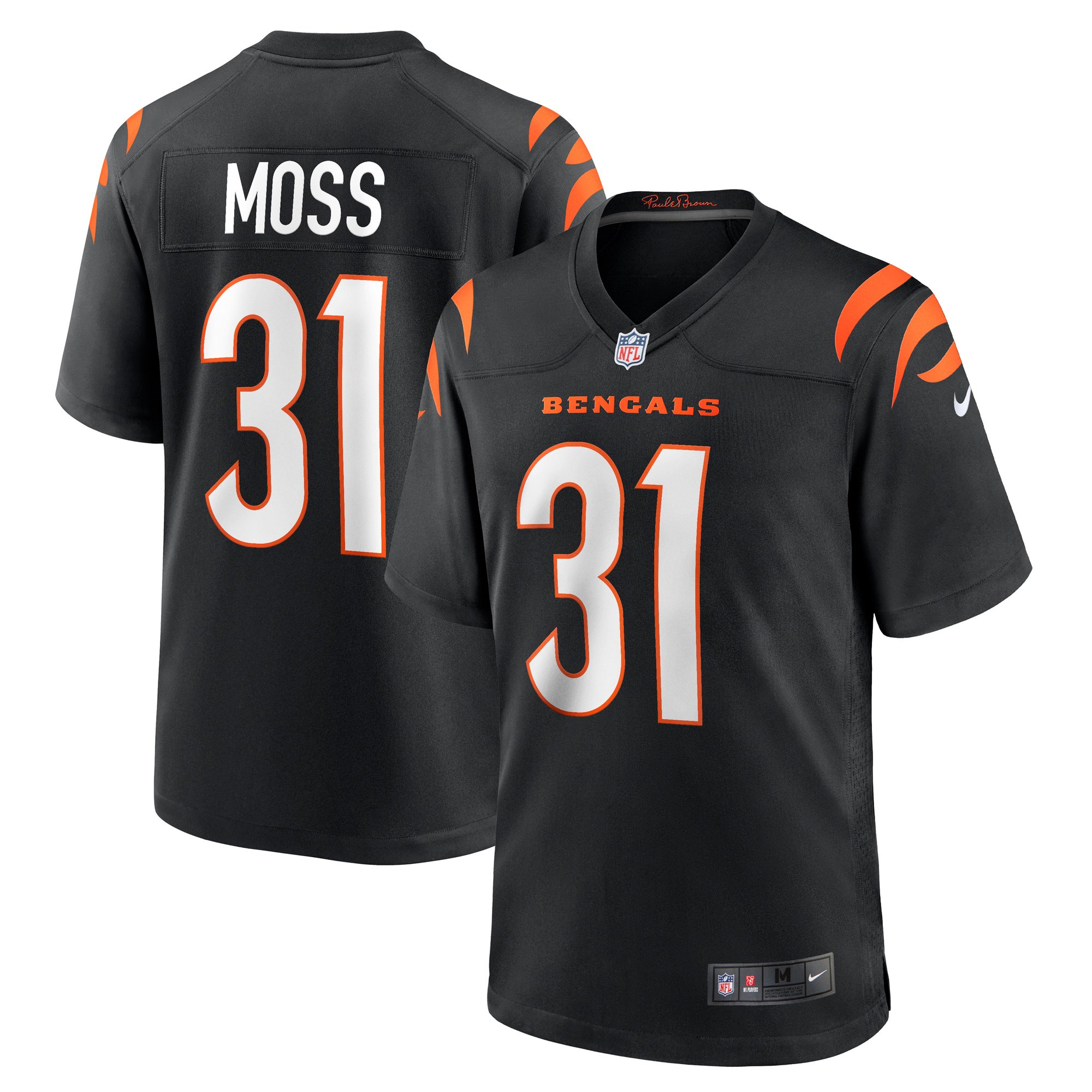 Men's Nike Zack Moss  Black Cincinnati Bengals  Game Jersey