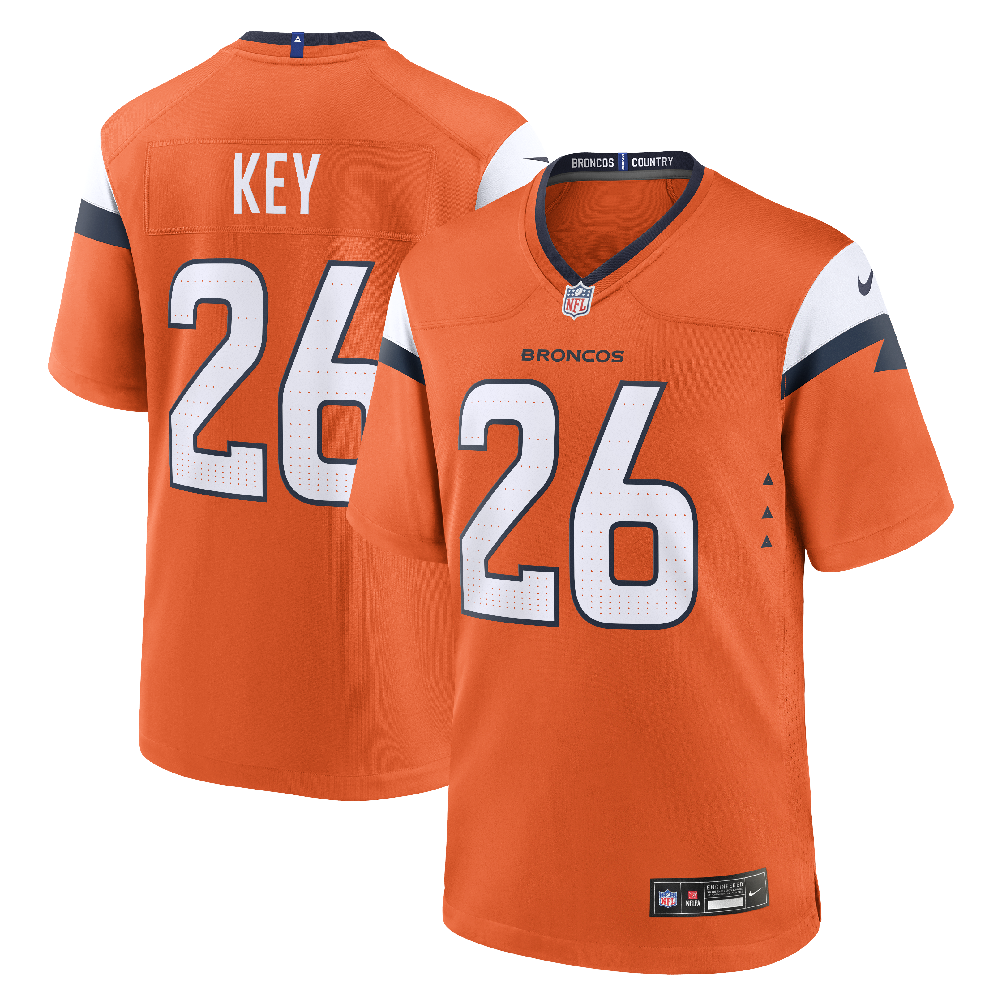 Men's Nike Devon Key  Orange Denver Broncos Team Game Jersey