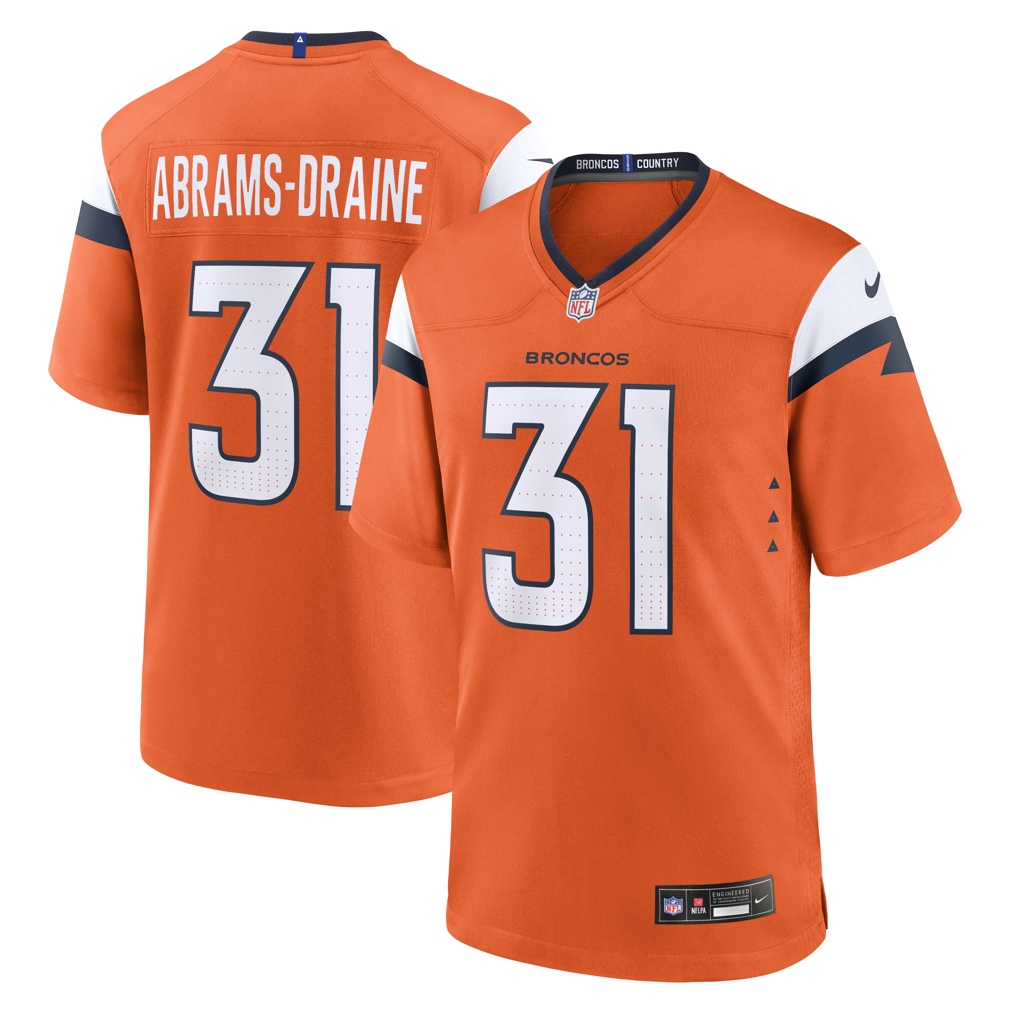 Men's Nike Kris Abrams-Draine Orange Denver Broncos Team Game Jersey
