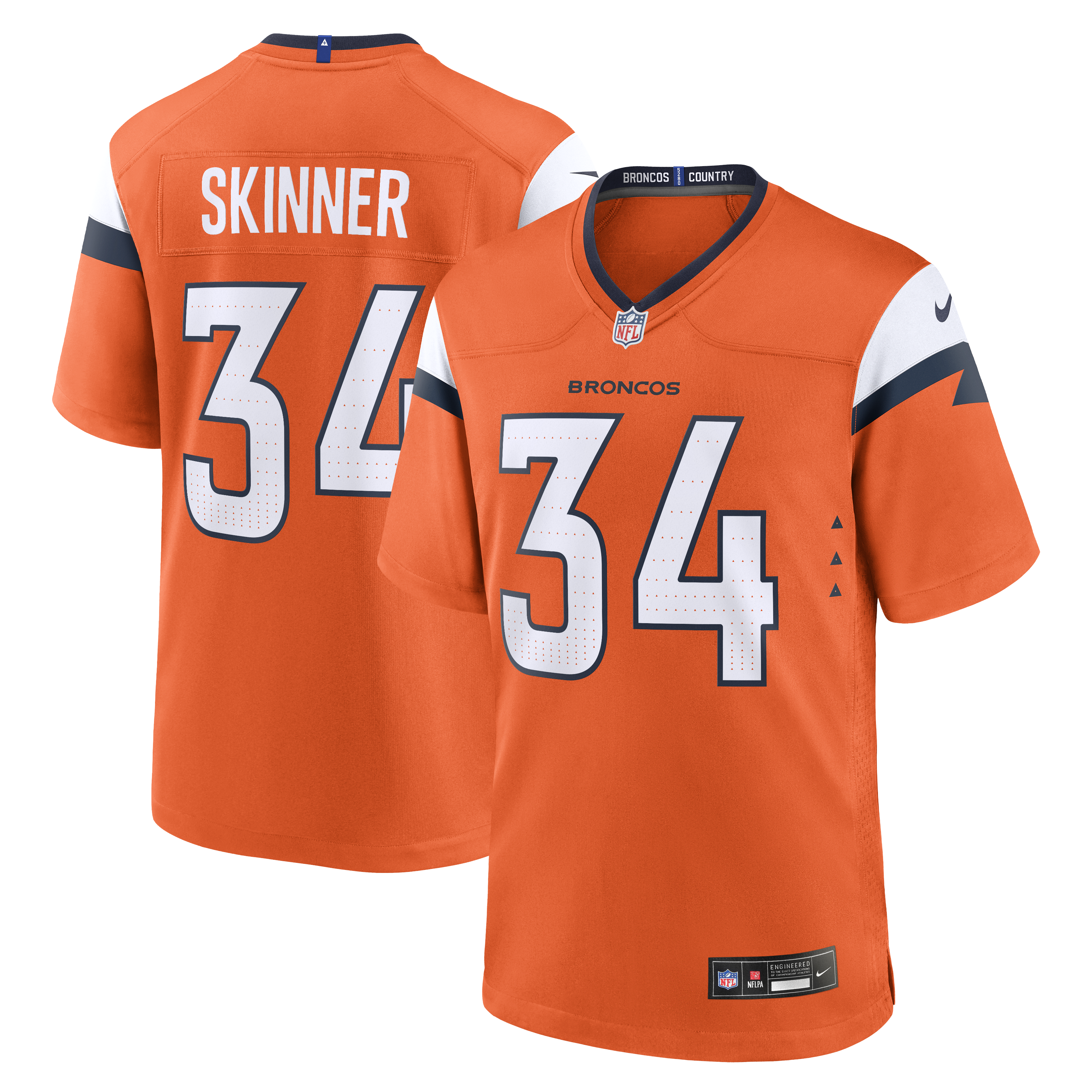 Men's Nike JL Skinner Orange Denver Broncos Team Game Jersey