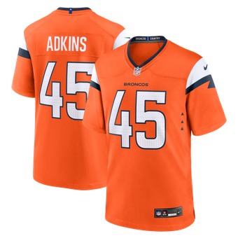 Men's Nike Nate Adkins  Orange Denver Broncos Team Game Jersey