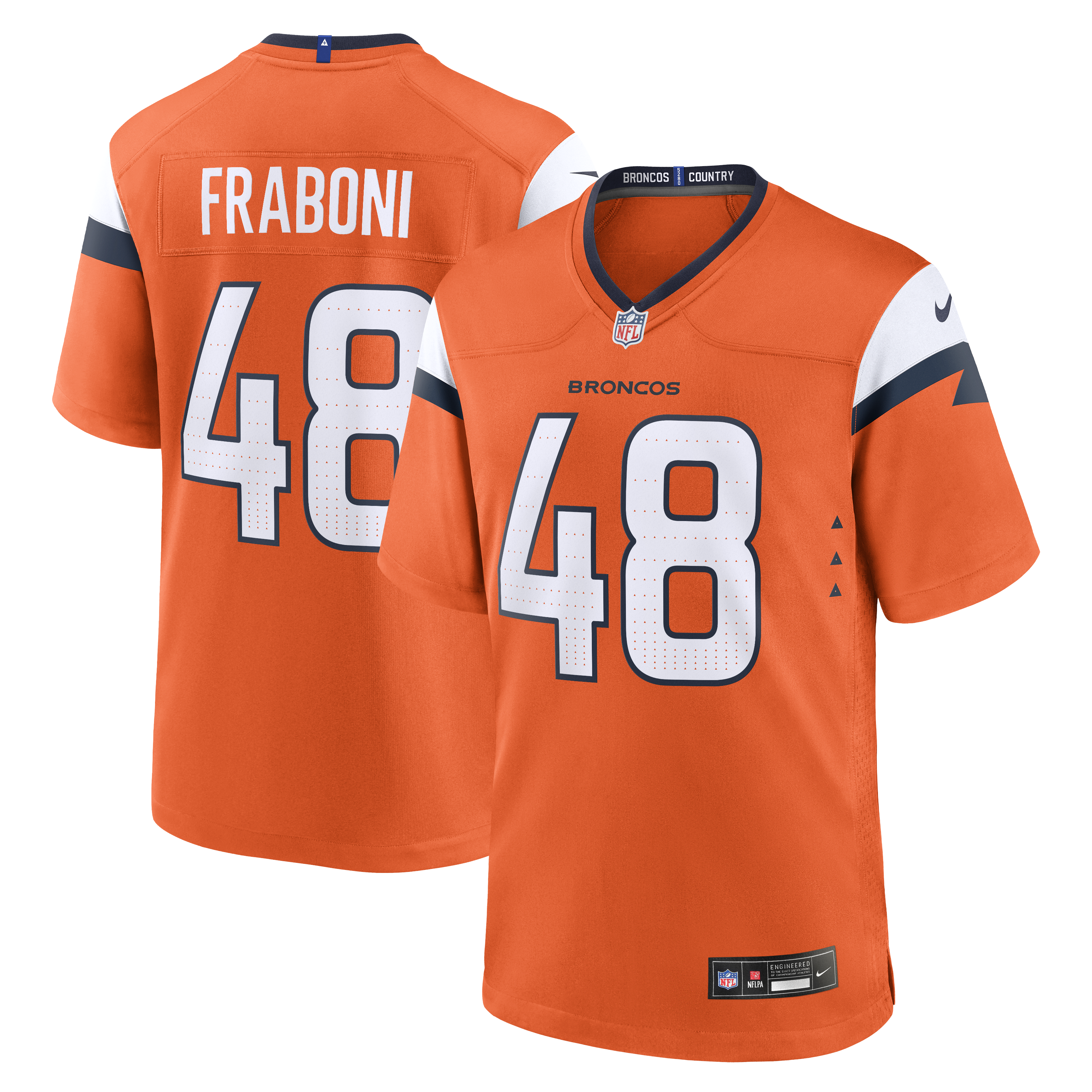 Men's Nike Mitchell Fraboni Orange Denver Broncos Team Game Jersey