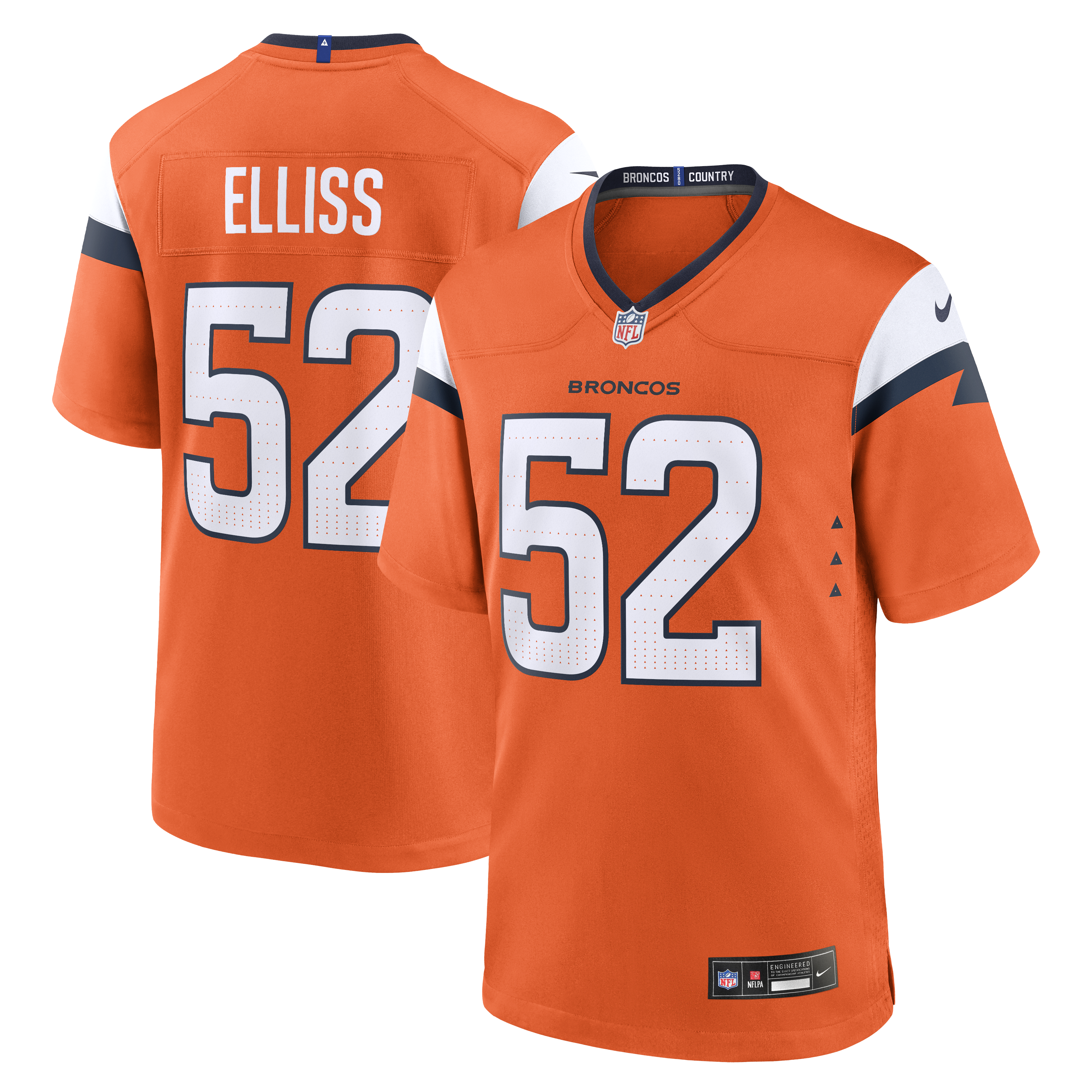 Men's Nike Jonah Elliss Orange Denver Broncos Team Game Jersey