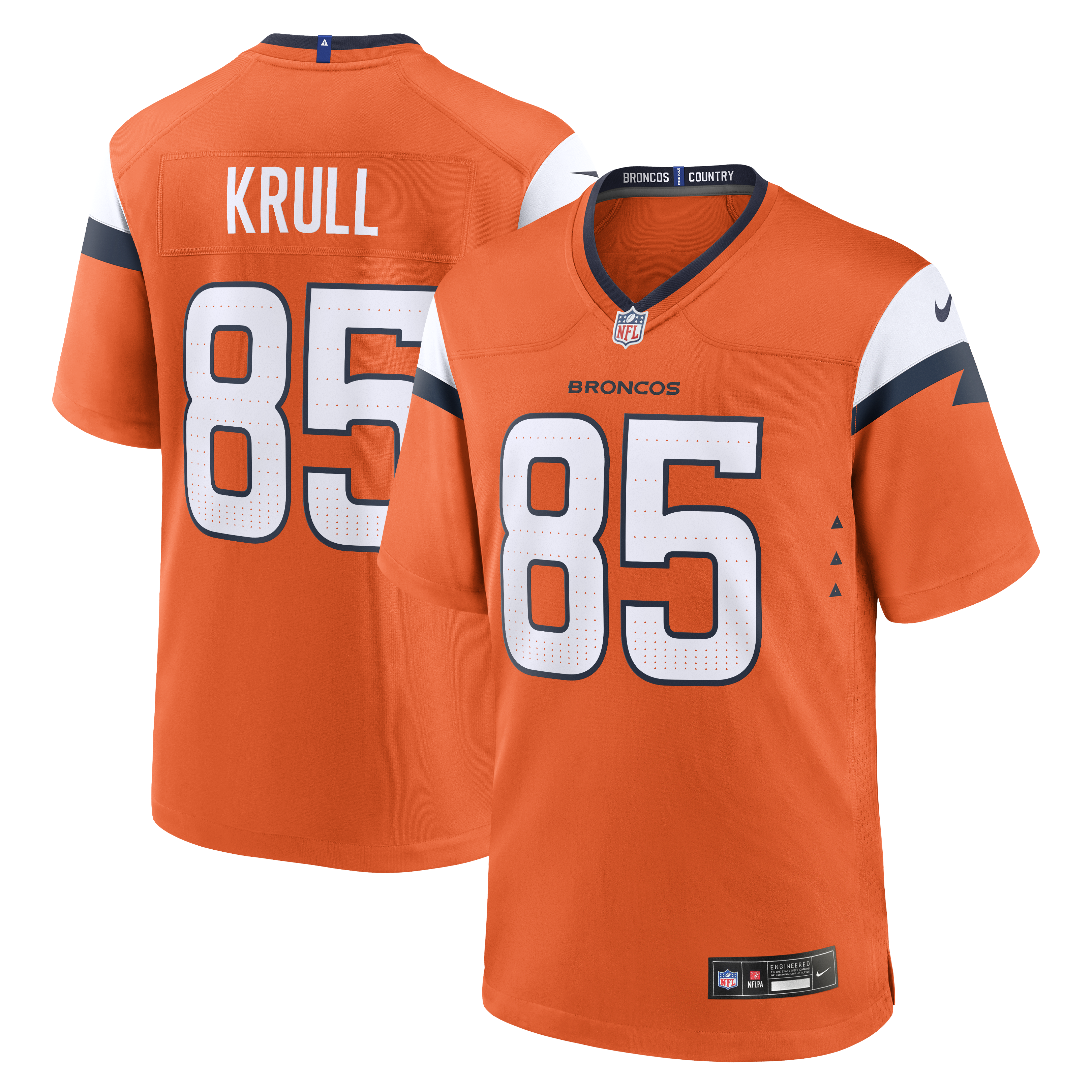 Men's Nike Lucas Krull Orange Denver Broncos Team Game Jersey