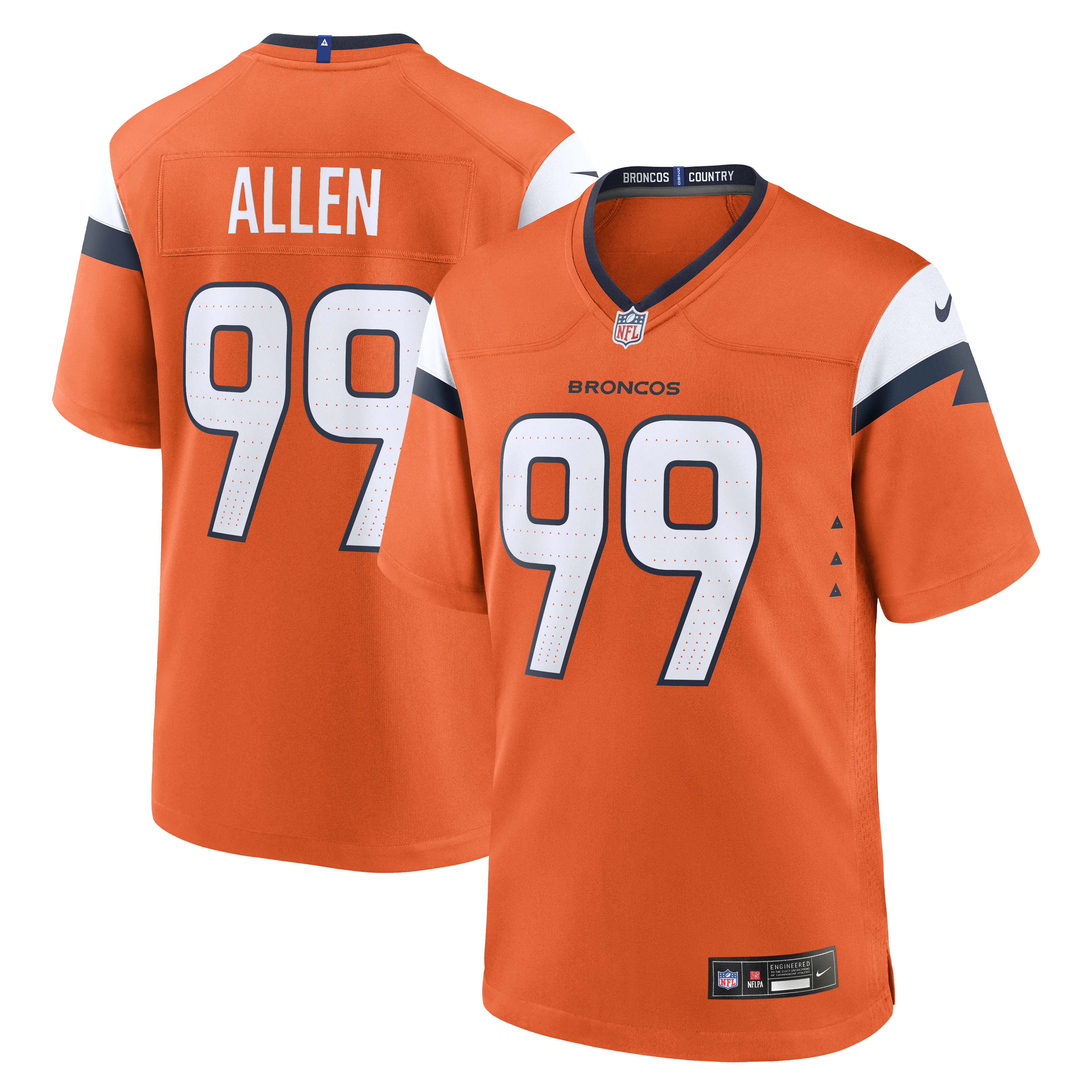 Men's Nike Zach Allen  Orange Denver Broncos Team Game Jersey