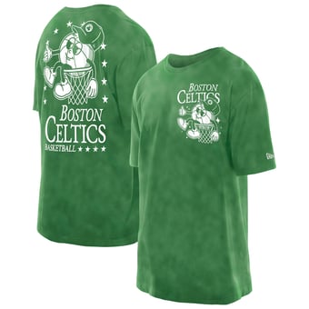 Men's New Era Kelly Green Boston Celtics Old School Sport Enzyme Wash Oversized T-Shirt