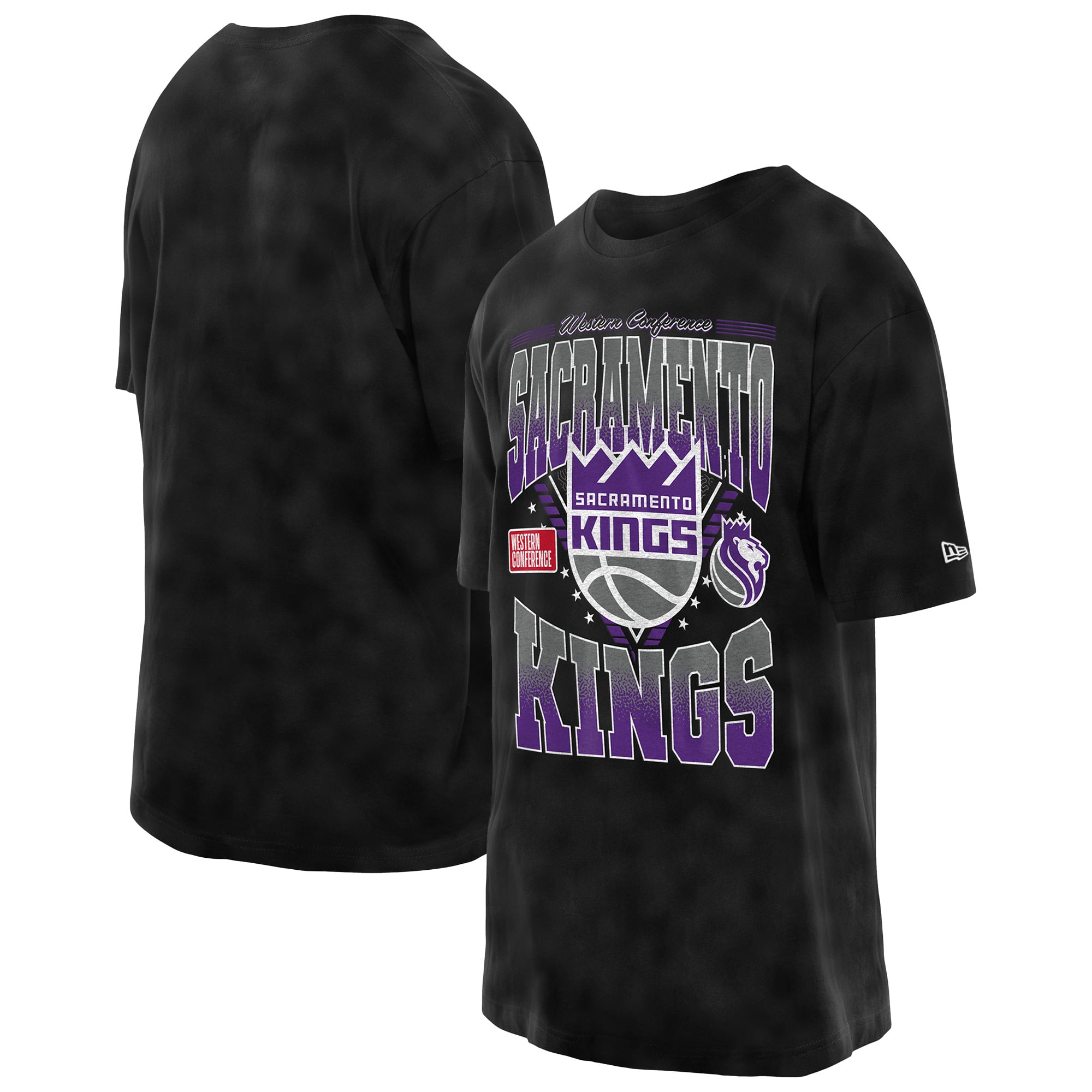Men's New Era Black Sacramento Kings Old School Sport Vintage Wash T-Shirt