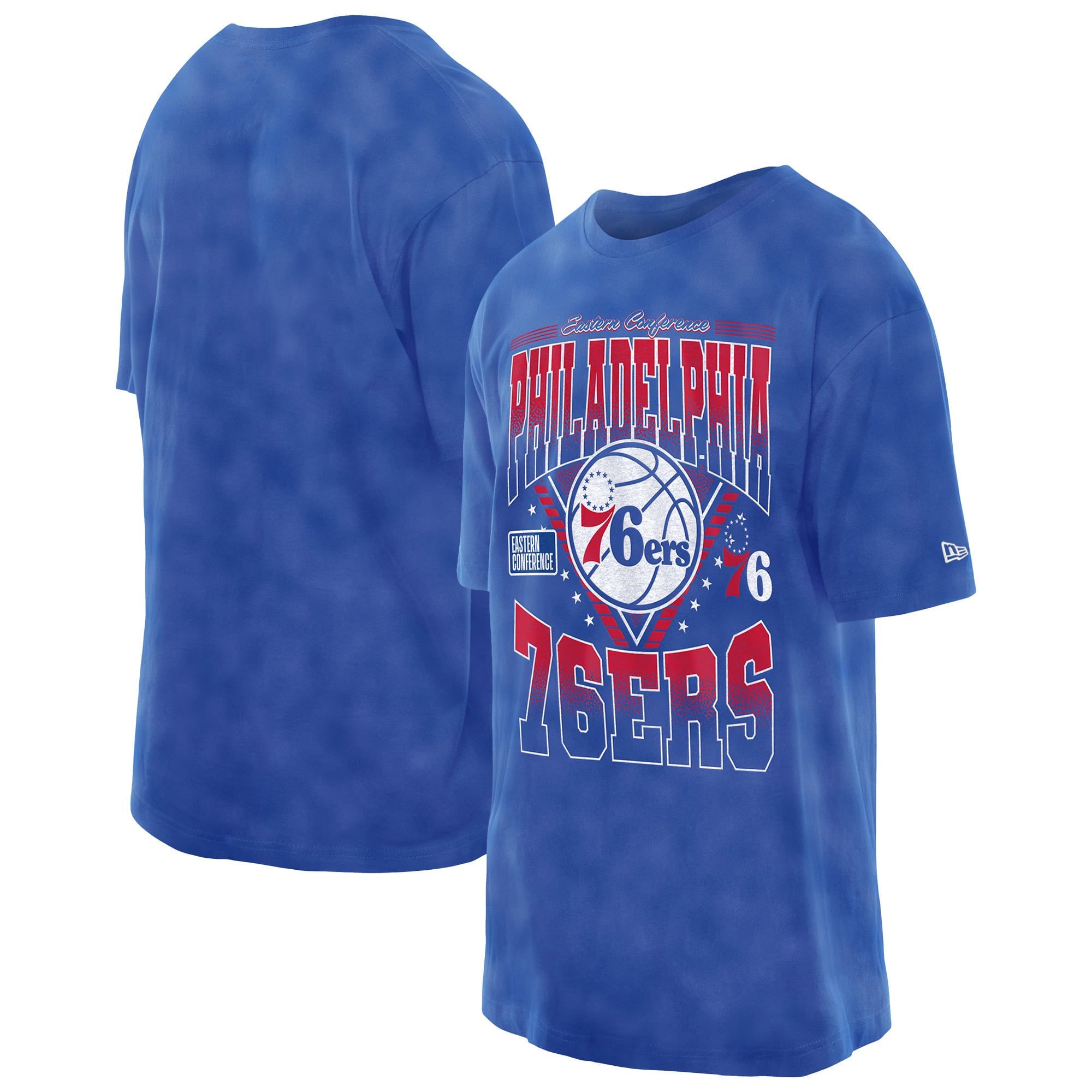 Men's New Era Royal Philadelphia 76ers Boxy Old School Sport Vintage Wash T-Shirt