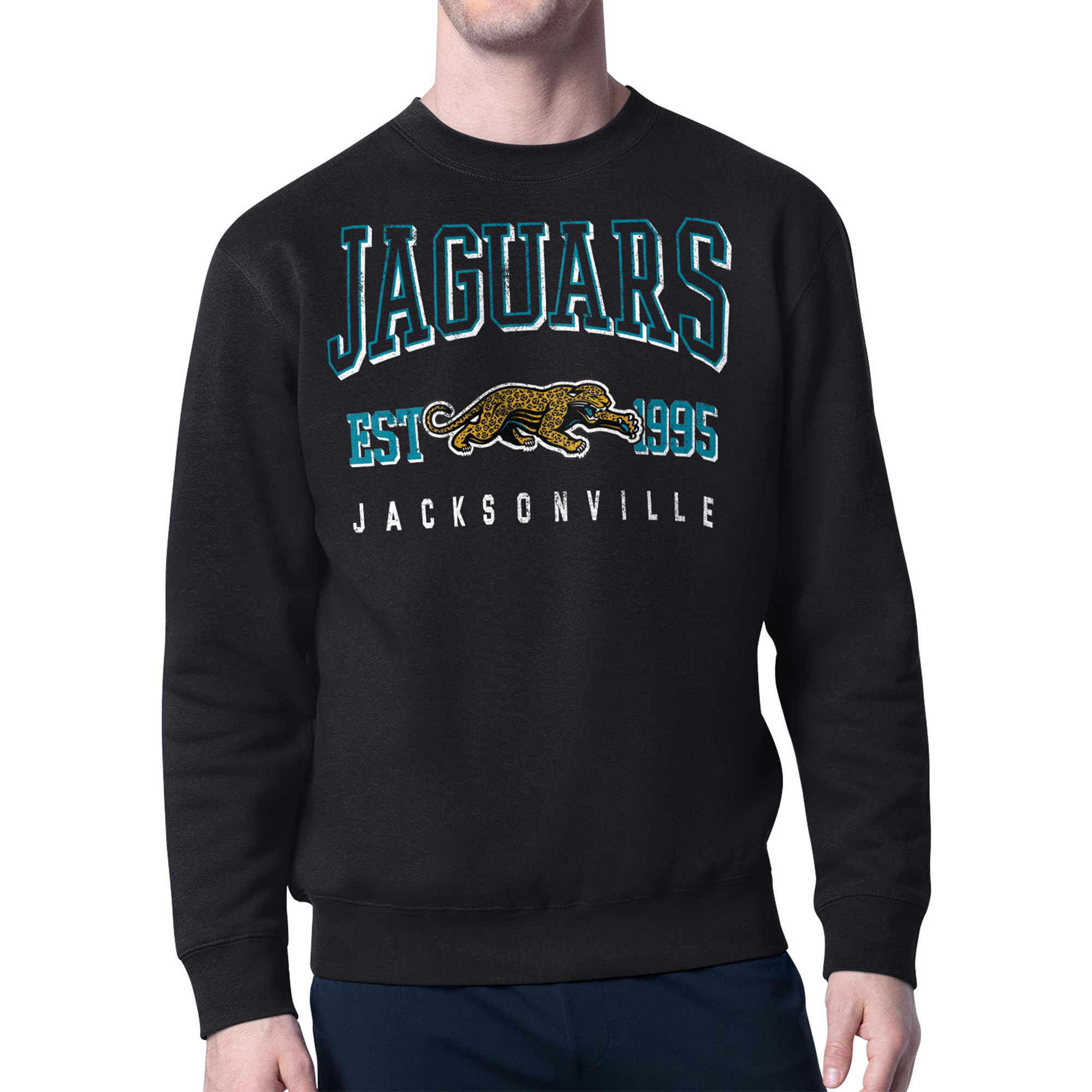 Men's Starter Black Jacksonville Jaguars Retro Team Logo Pullover Sweatshirt