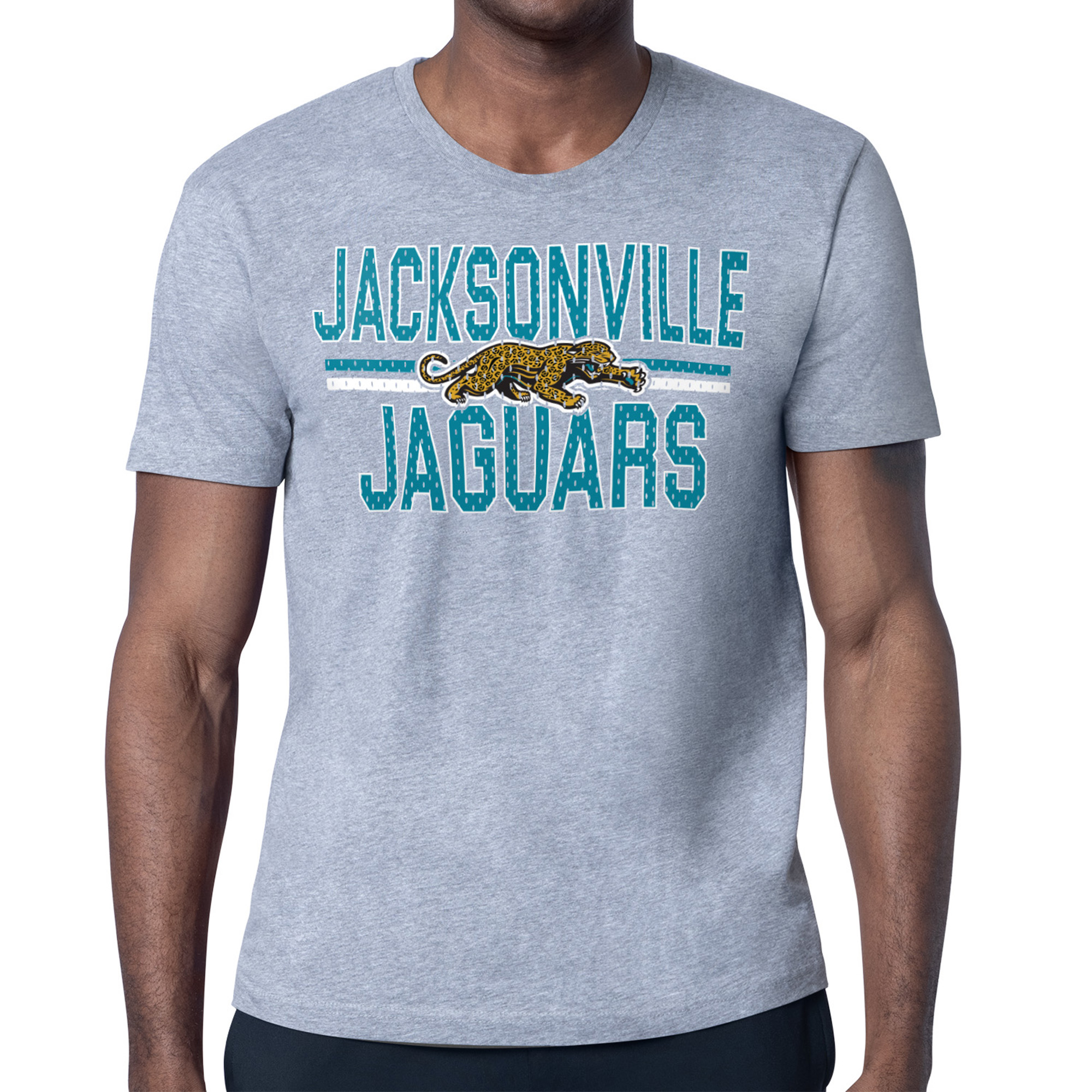 Men's Starter Heather Gray Jacksonville Jaguars Mesh Look Retro Team Logo T-Shirt