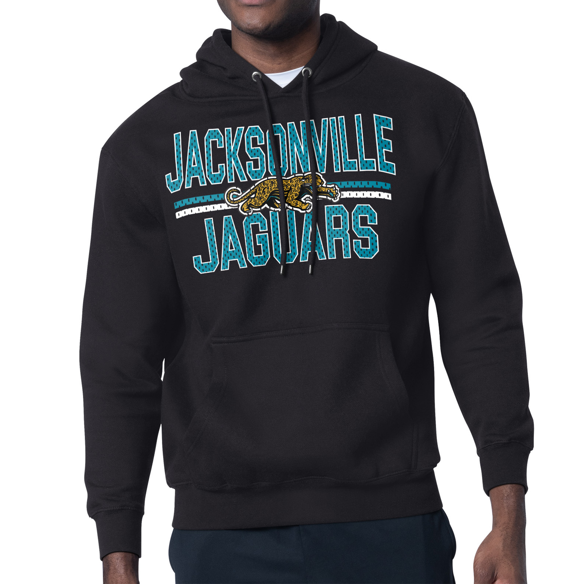 Men's Starter Black Jacksonville Jaguars Mesh Look Retro Team Logo Pullover Hoodie