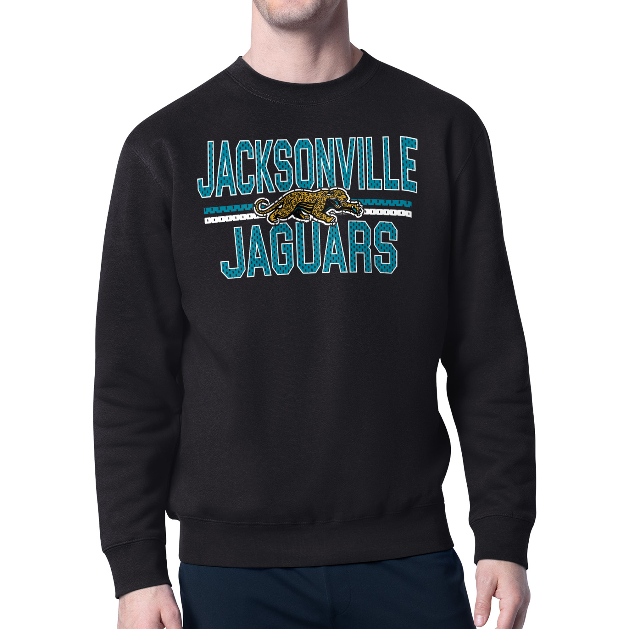 Men's Starter Black Jacksonville Jaguars Mesh Look Retro Team Logo Pullover Sweatshirt