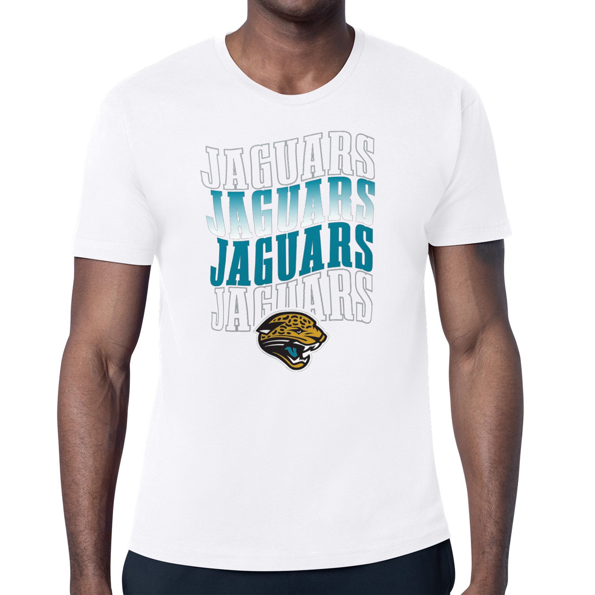 Men's Starter White Jacksonville Jaguars Repeat Wordmark Retro Team Logo T-Shirt