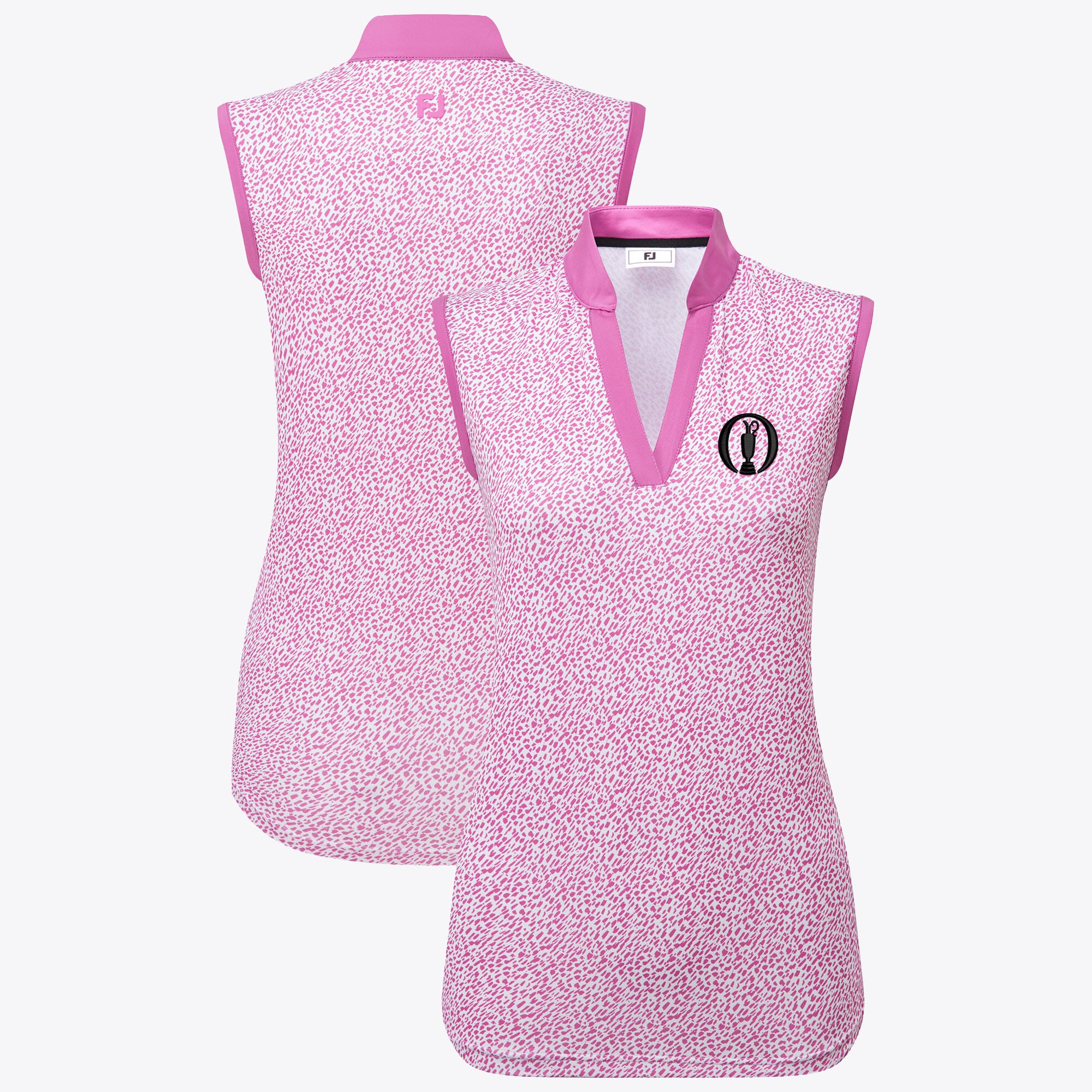 Senza maniche Polo The Open FootJoy Leopard Print - Rosa - Donna