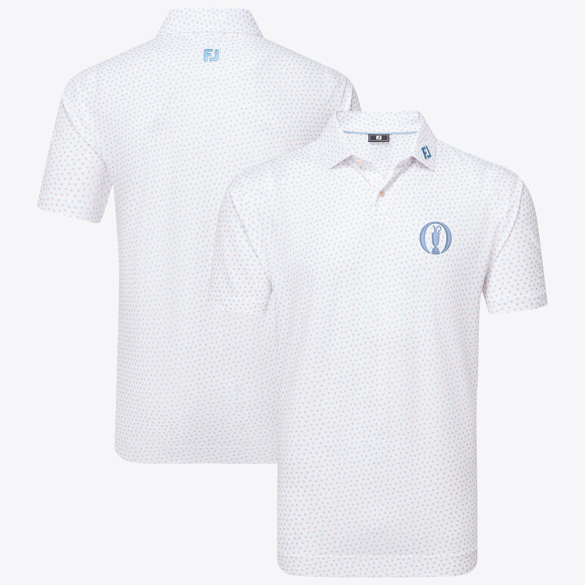 Polo The Open FootJoy Bounce Print Pique - Bianco