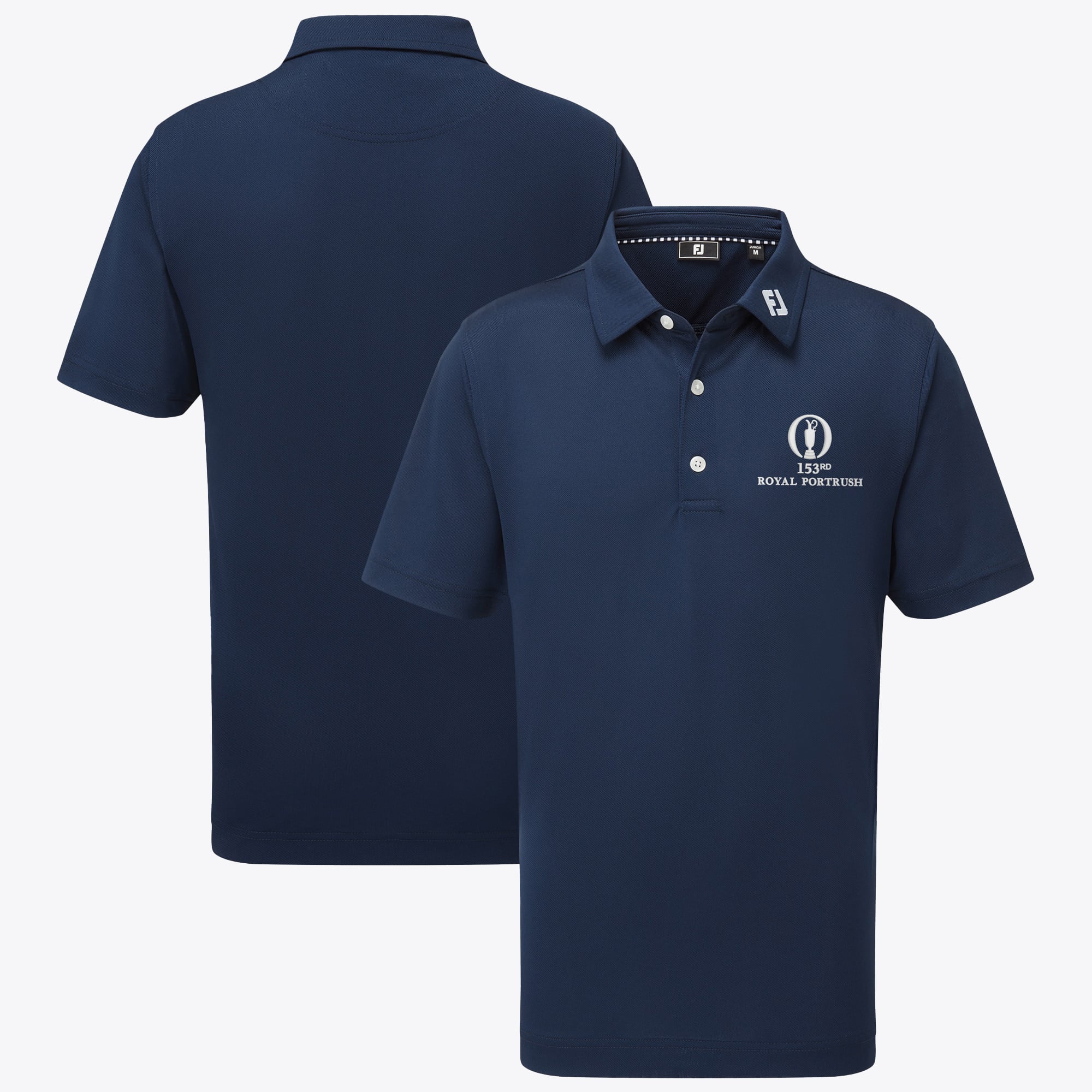 Polo The 153rd Open Royal Portrush FootJoy Stretch Pique - Blu Navy - Giovani