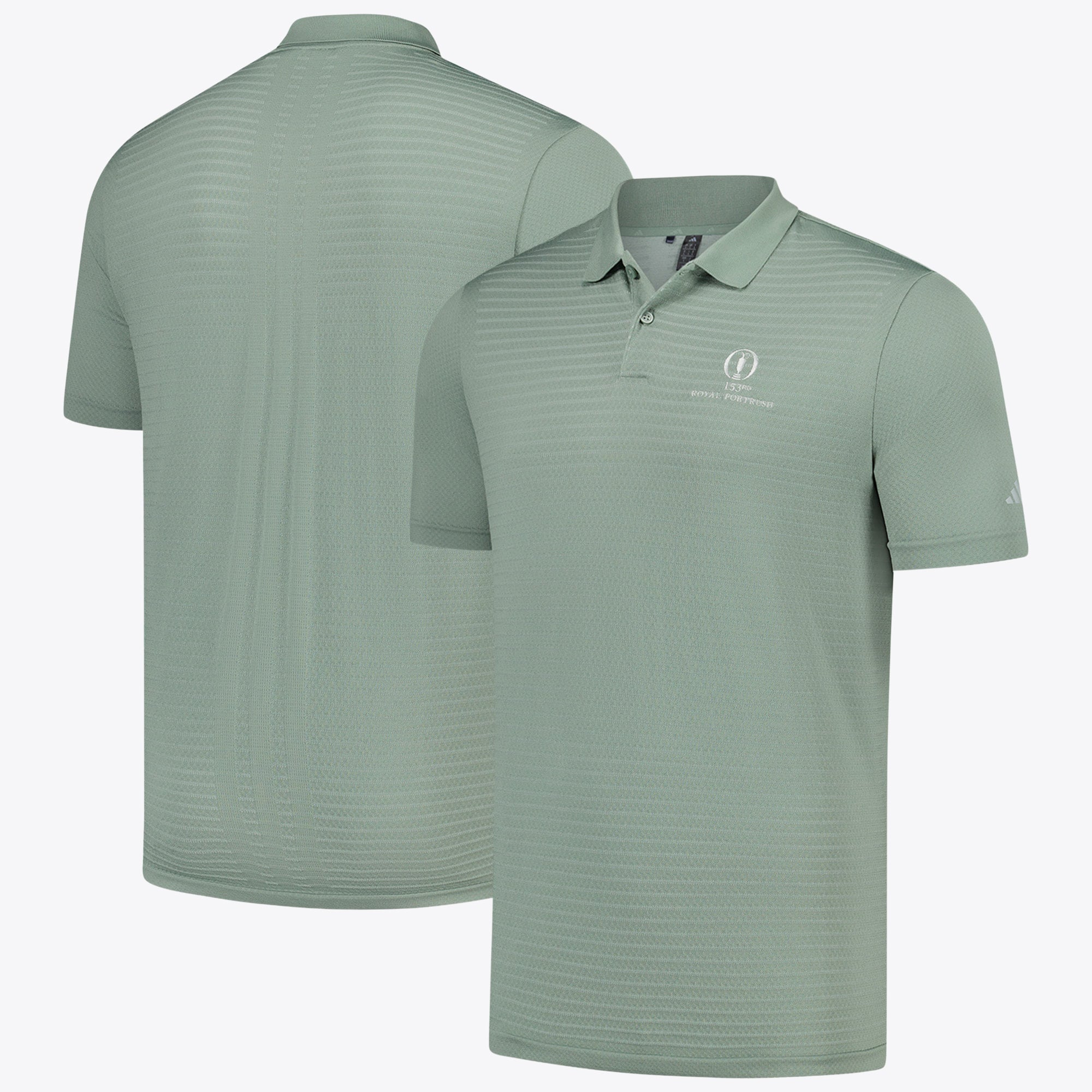 Polo The 153rd Open Royal Portrush adidas Tour Stripe - Argento Verde