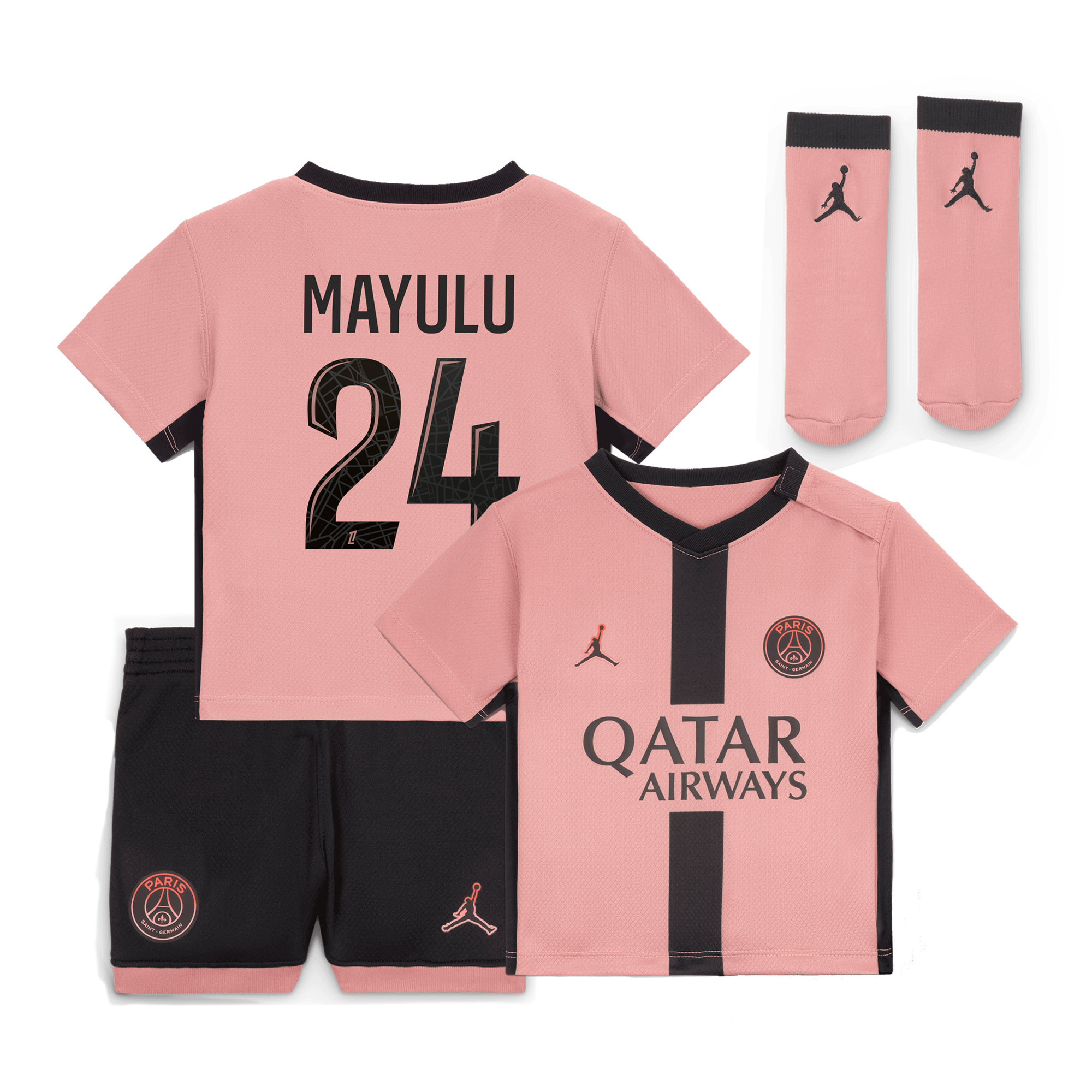 Tenue Third PSG Jordan 24/25 - Bébé avec flocage Mayulu 24