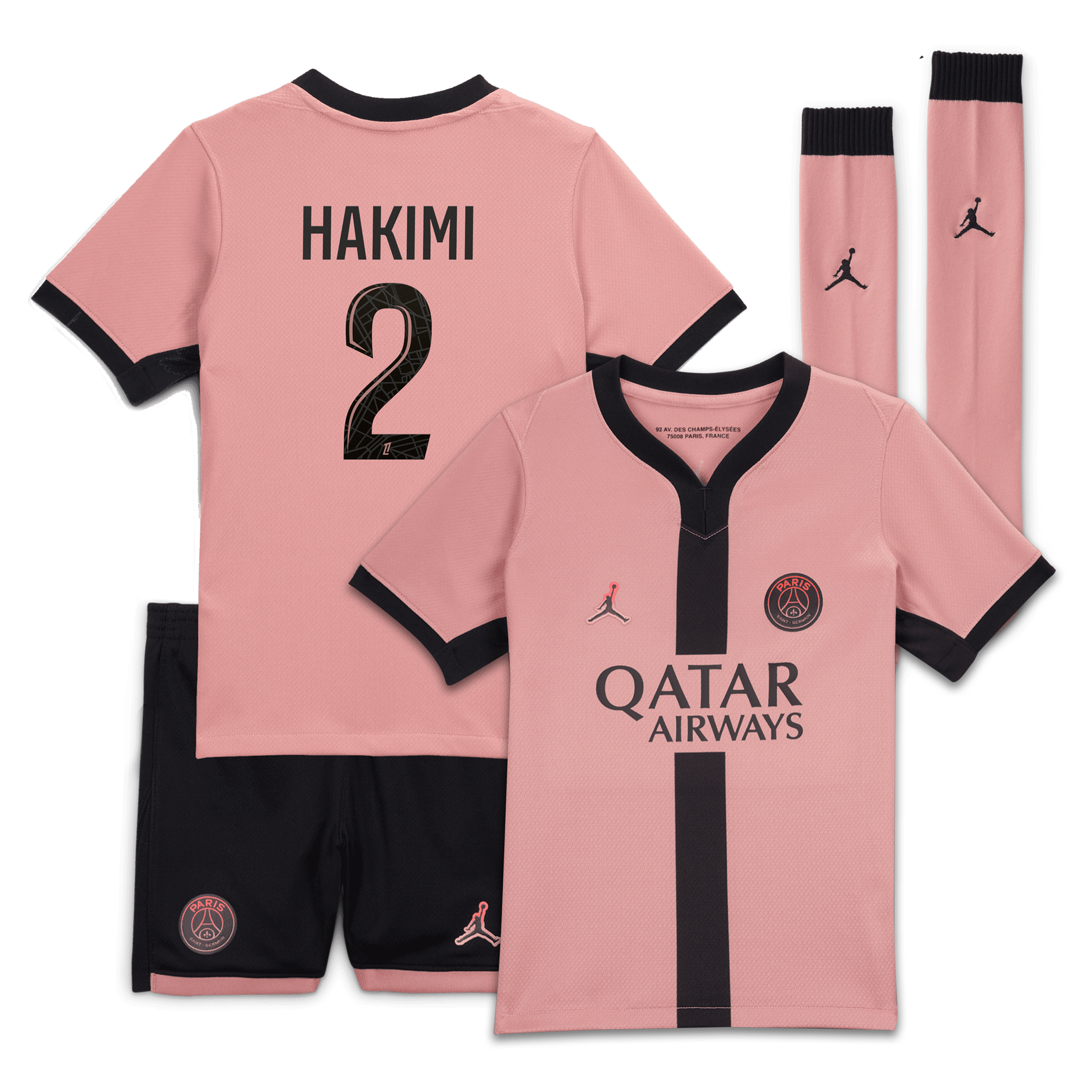 PSG Jordan Third Stadium Mini Kit 2024-25 - Little Kids with Hakimi 2 printing