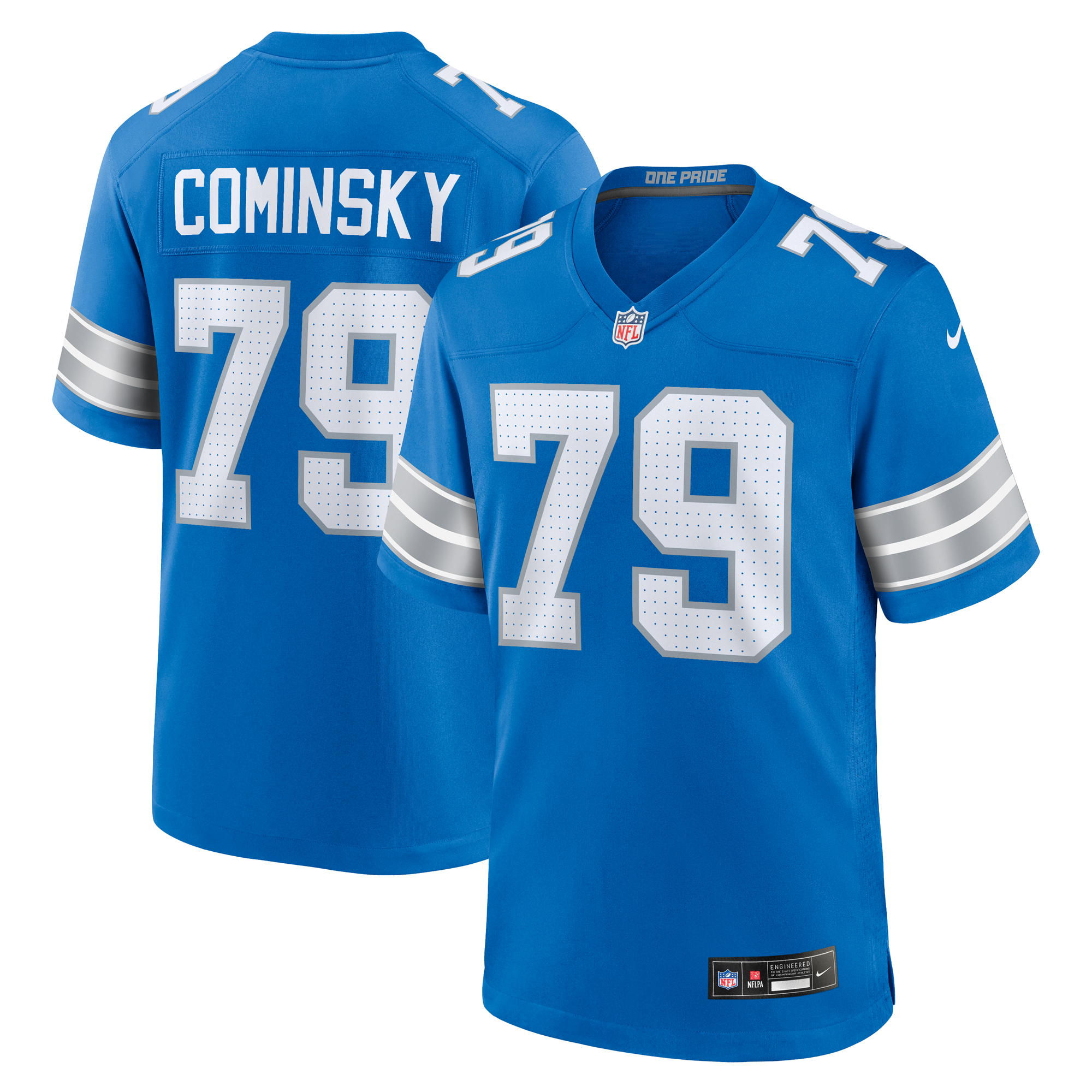 Men's Nike John Cominsky Blue Detroit Lions Team Game Jersey