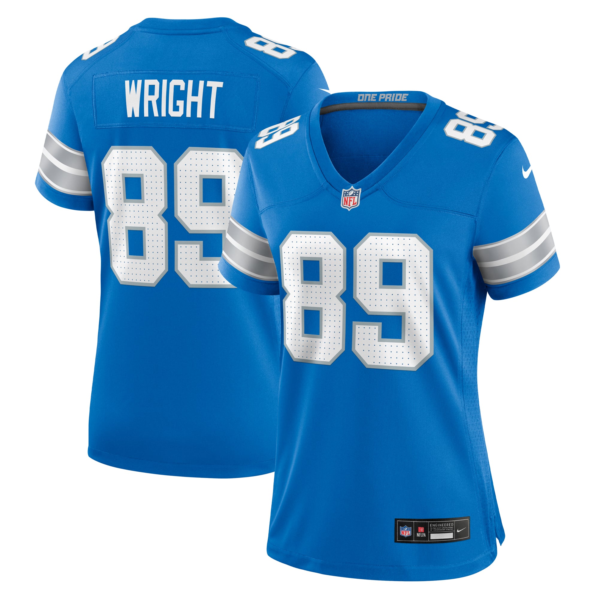 Women's Nike Brock Wright Blue Detroit Lions Team Game Jersey