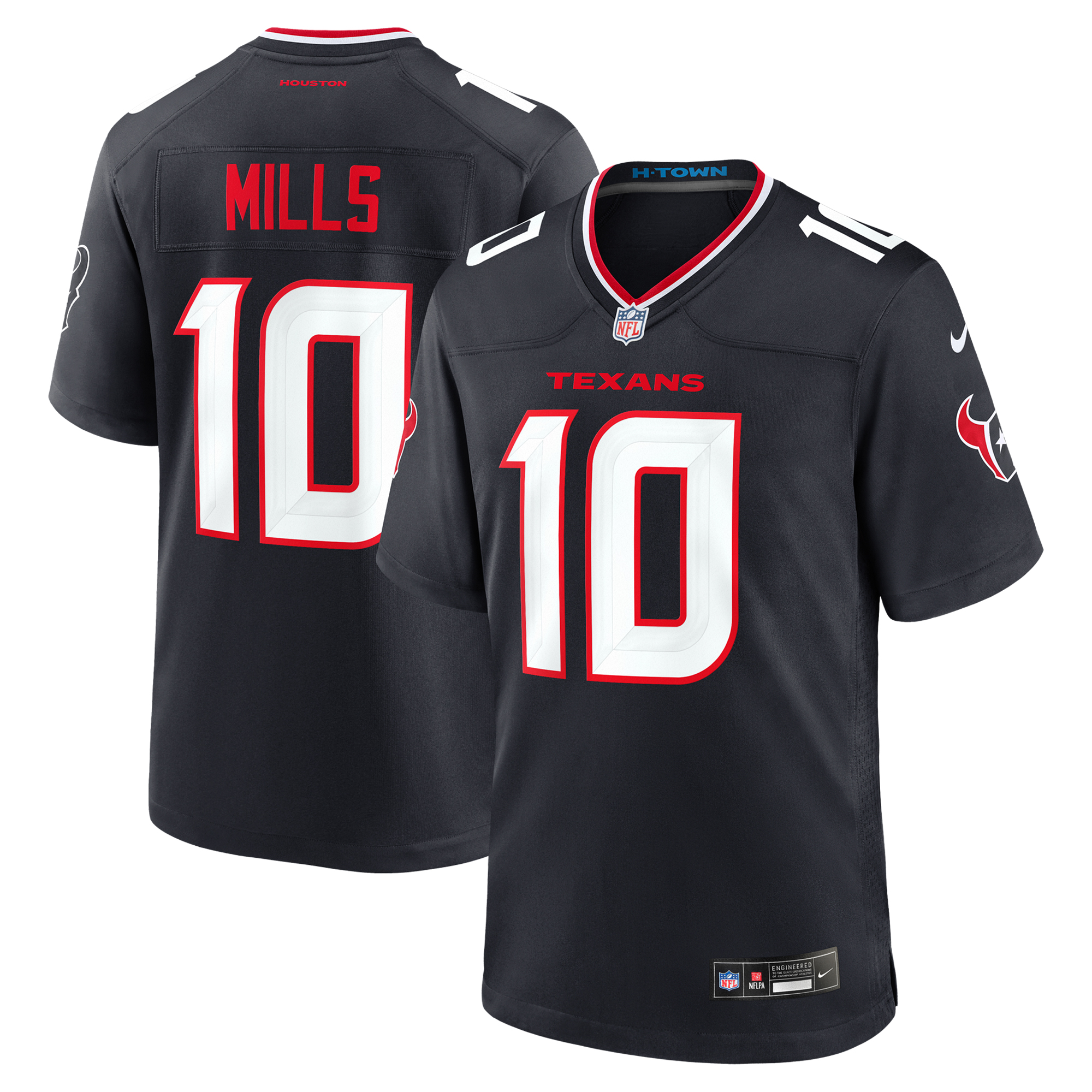 Men's Nike Davis Mills Navy Houston Texans Team Game Jersey