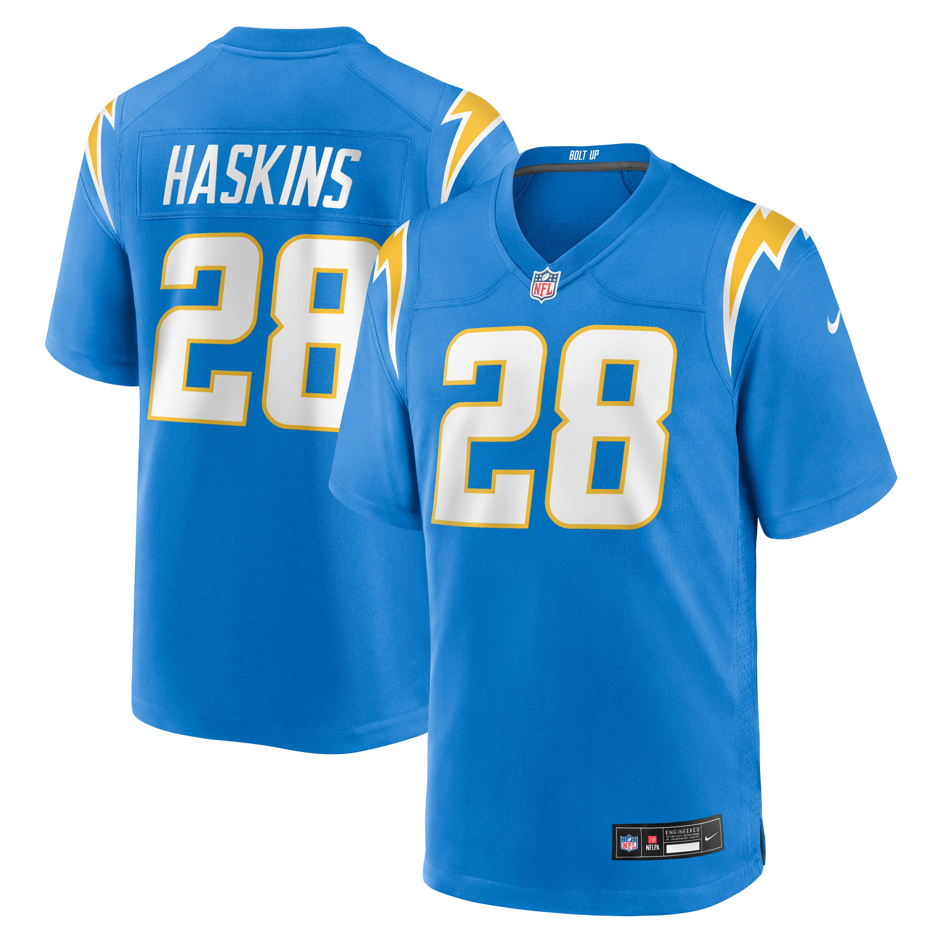 Men's Nike Hassan Haskins  Powder Blue Los Angeles Chargers Team Game Jersey