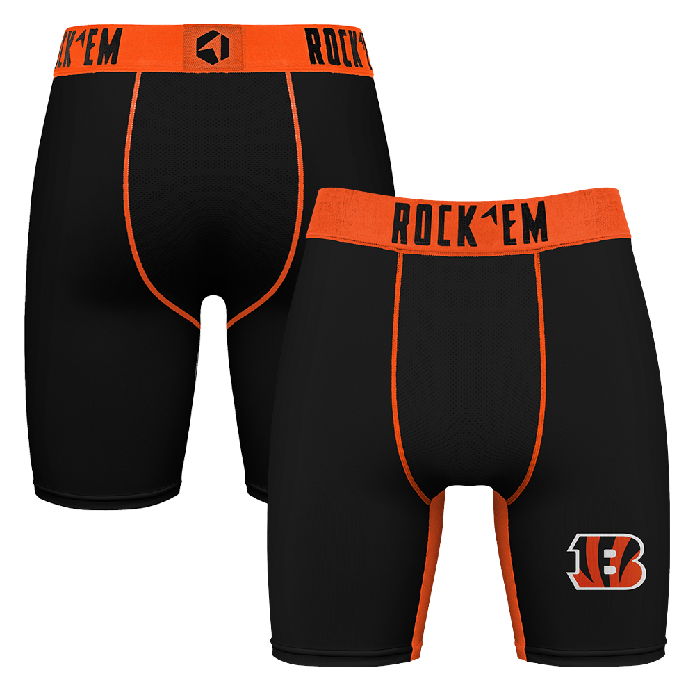 Men's Rock Em Black Cincinnati Bengals Primary Logo Boxer Briefs