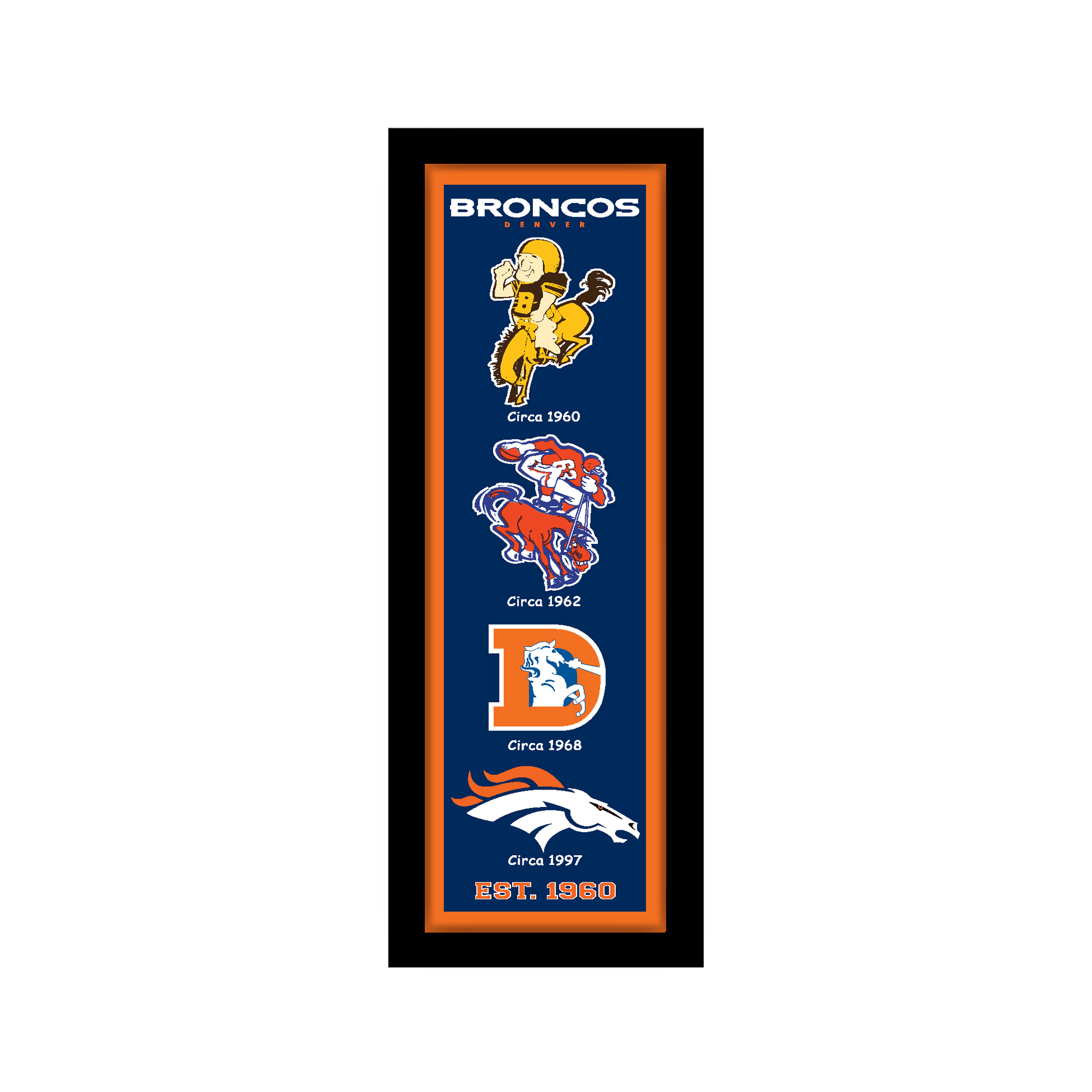Denver Broncos 8" x 26" Team Logo Heritage Framed Wall Art