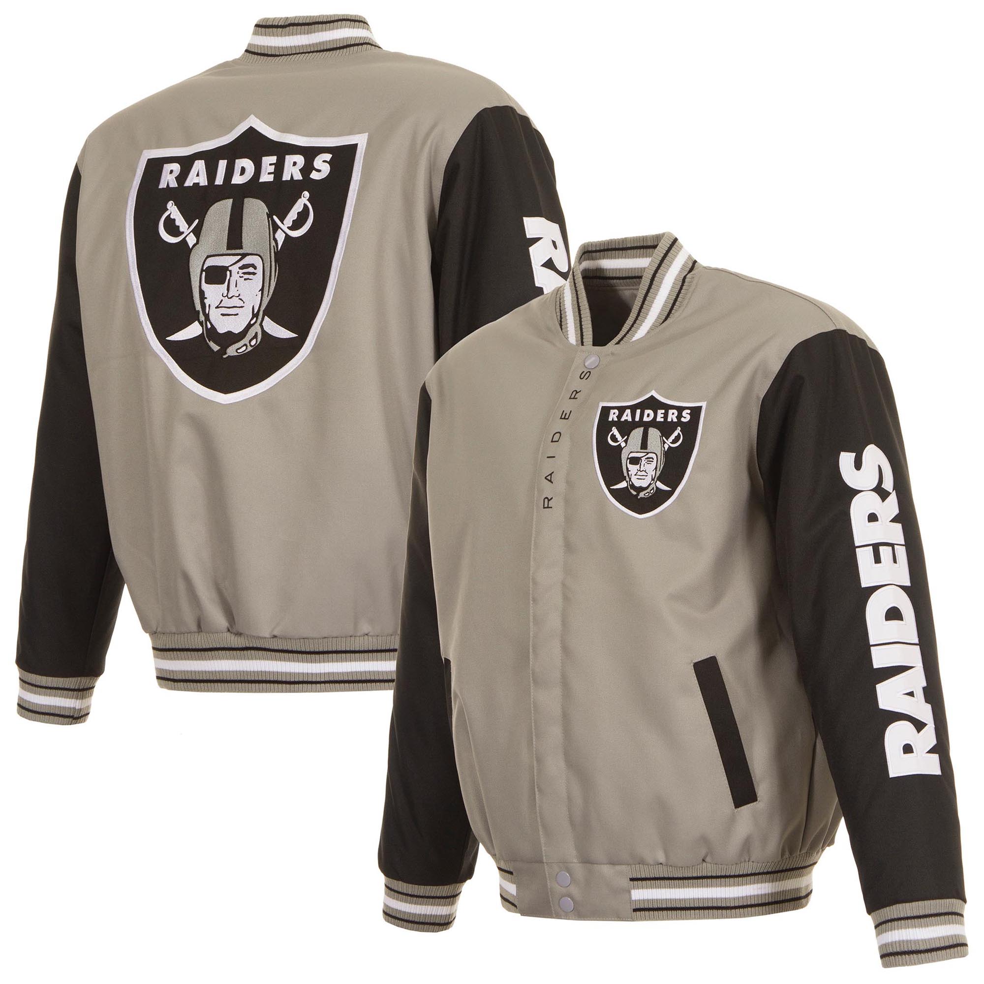 Men's JH Design Gray Las Vegas Raiders Twill Full-Snap Jacket