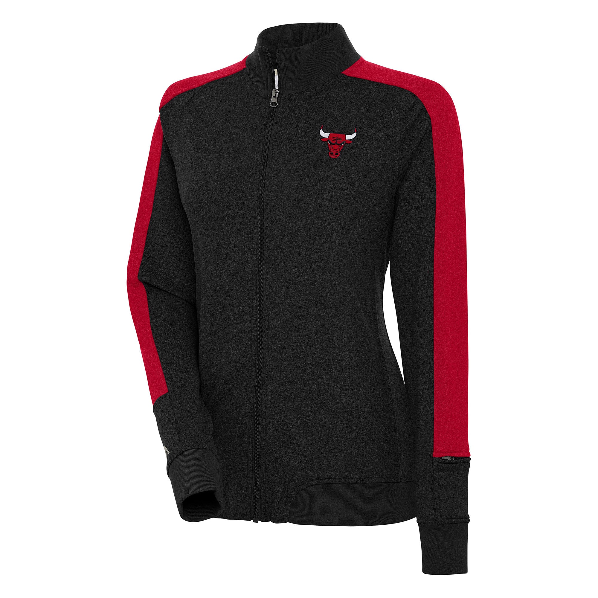 Women's Antigua Black Chicago Bulls Strike Full-Zip Track Jacket