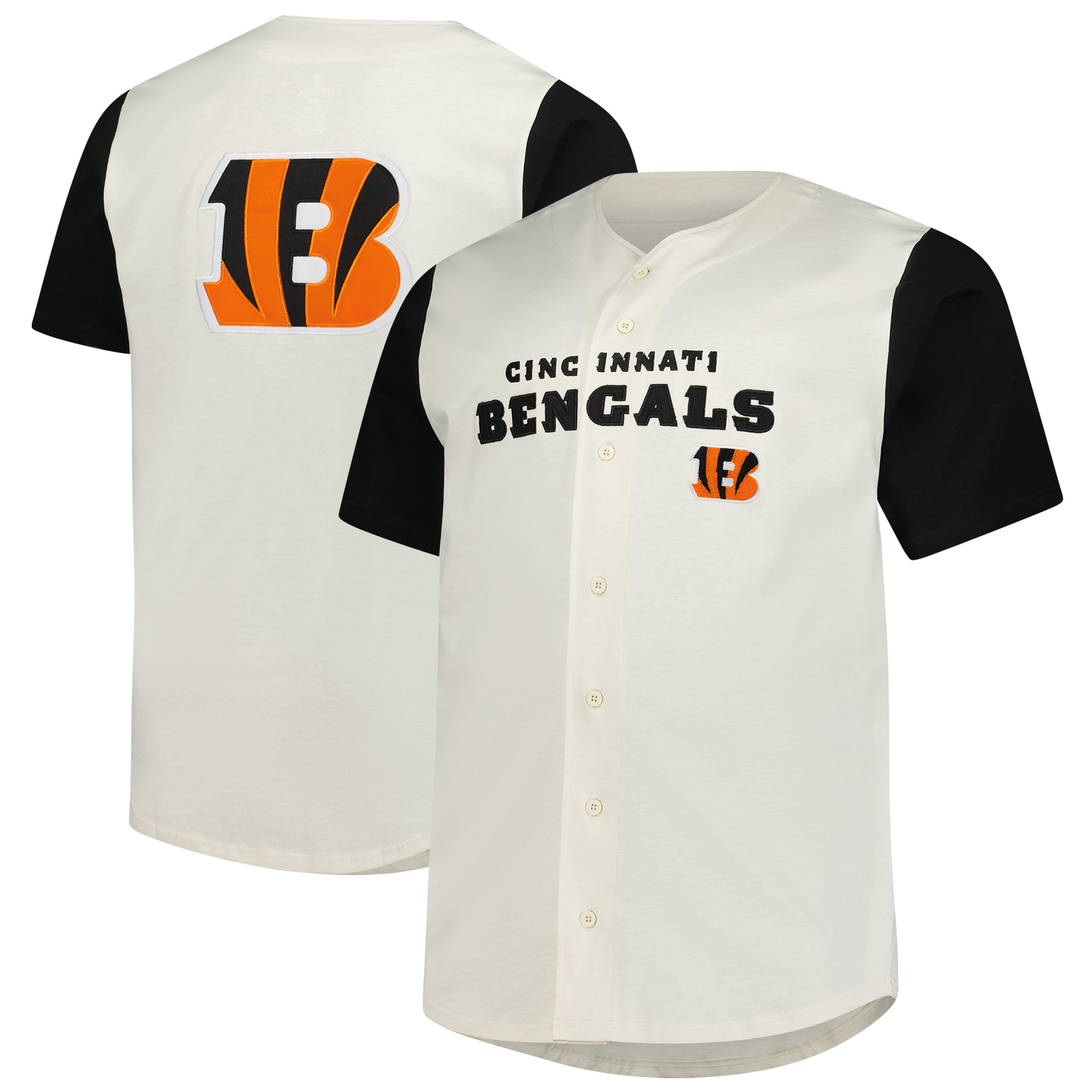 Men's Fanatics Cream Cincinnati Bengals Vintage Full-Button Short Sleeve Top