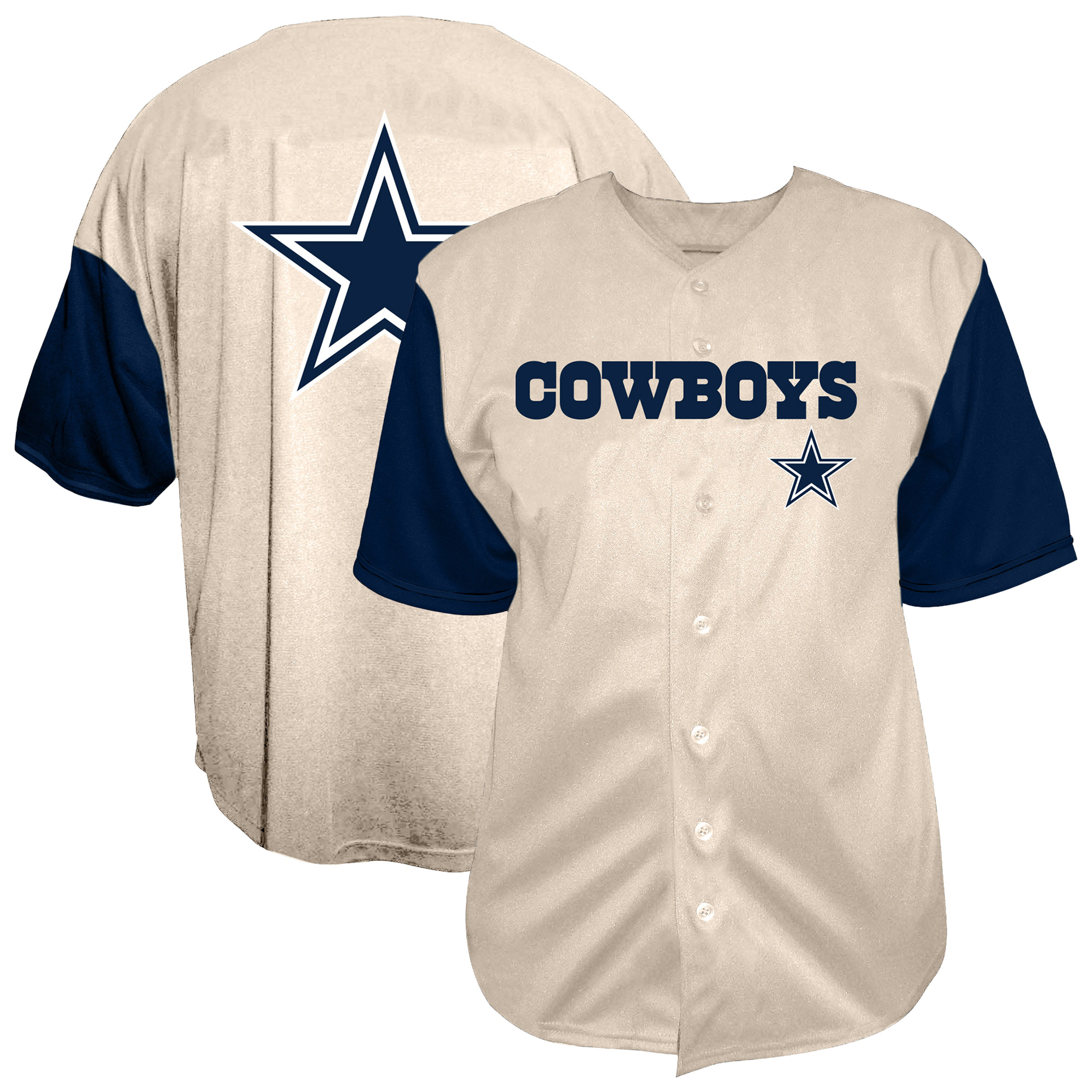 Men's Fanatics  Cream Dallas Cowboys Vintage Full-Button Short Sleeve Top